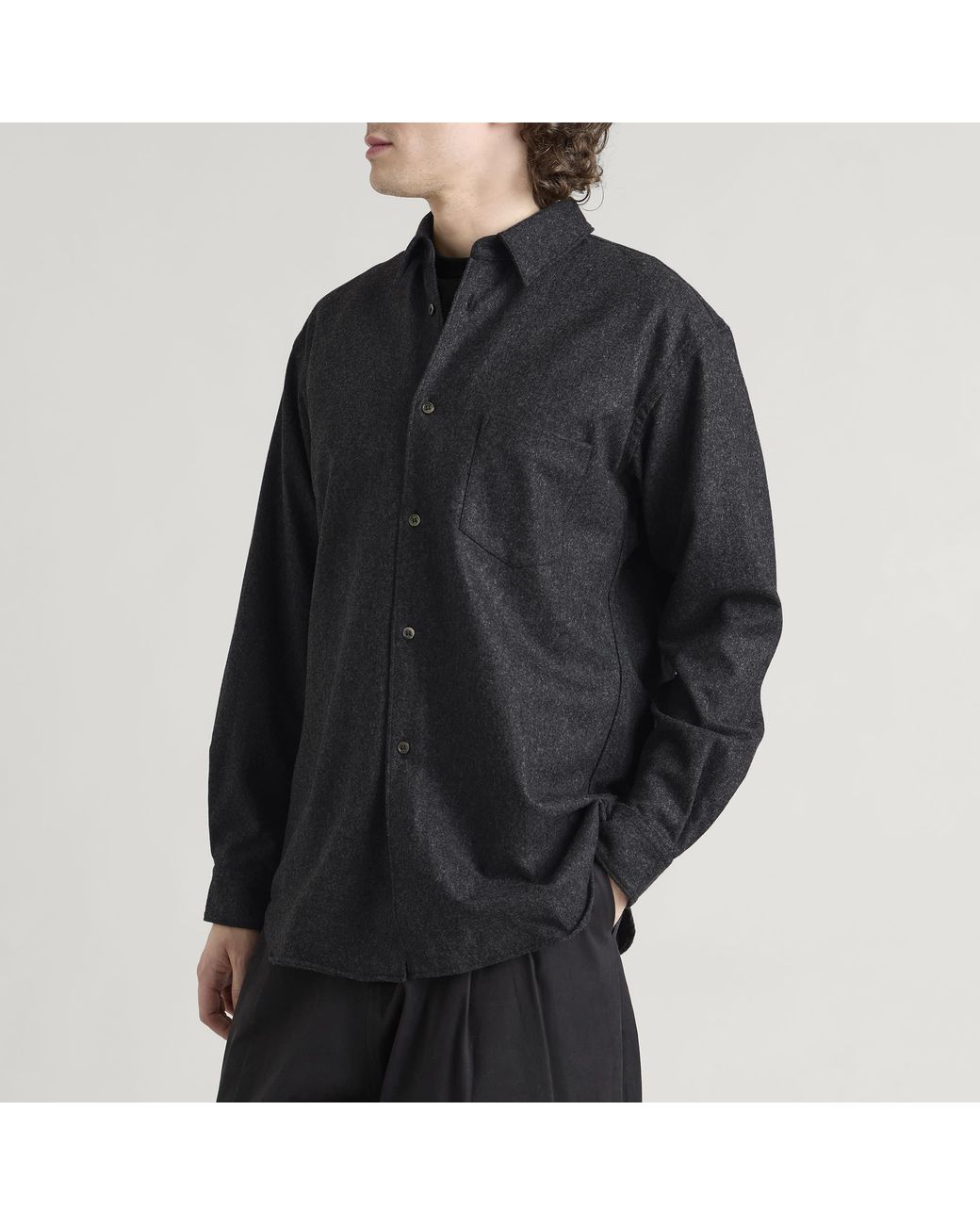 Comme des Garçons Black Wool Nylon Flannel Shirt for men