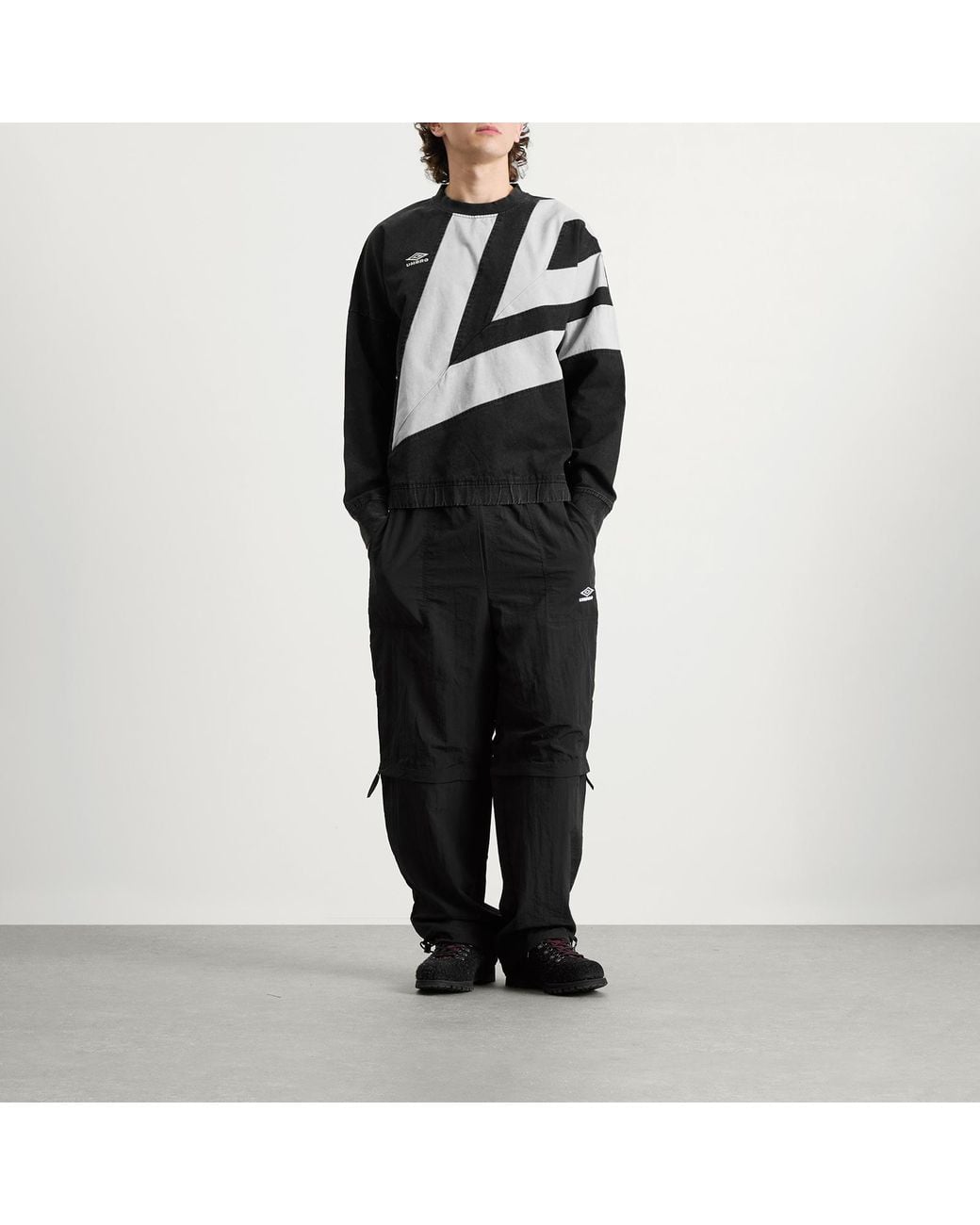 Umbro Black Washed Diamond Drill Sweat for men