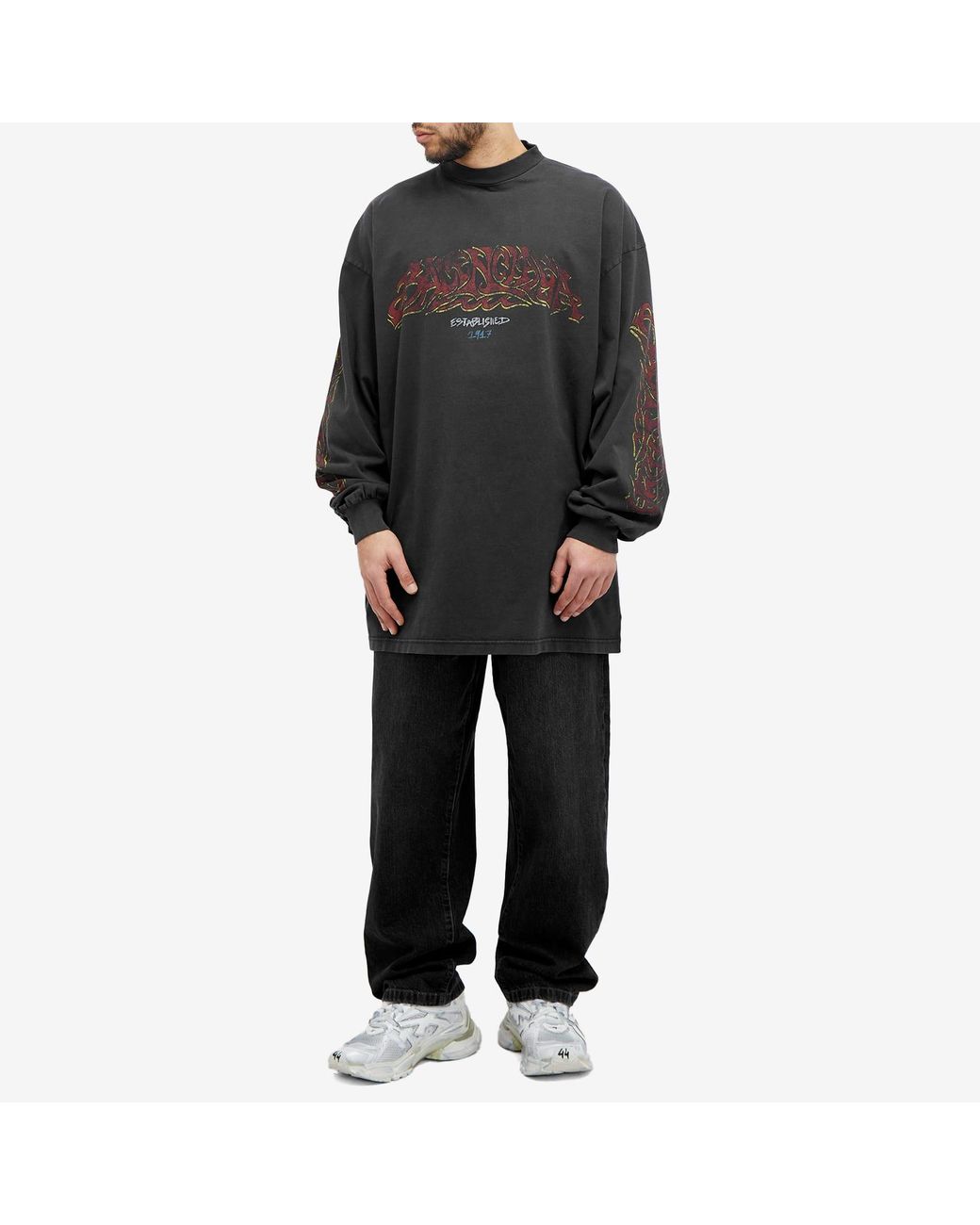 Balenciaga Offshore Vintage Longsleeve T-Shirt in Gray for