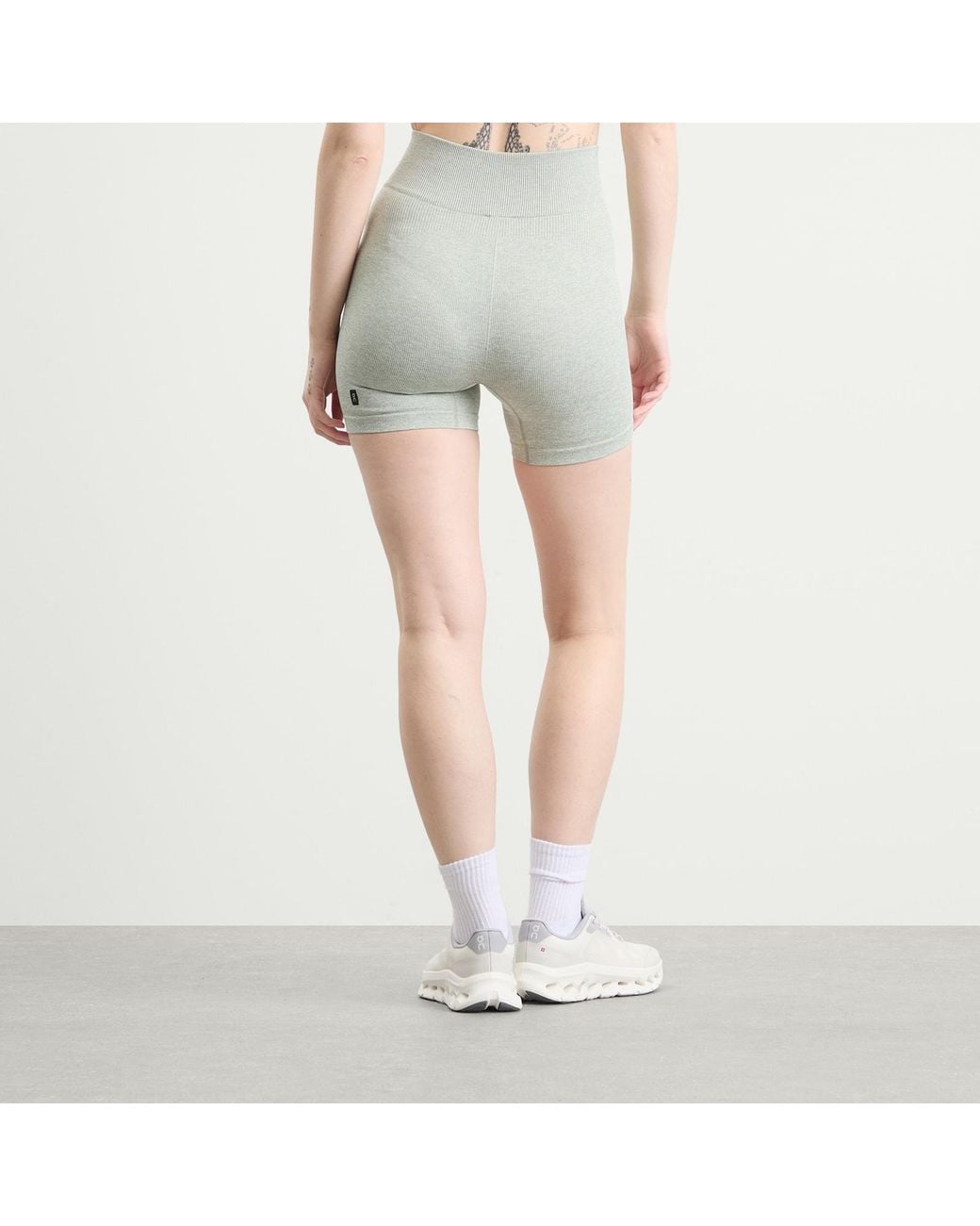On Shoes Gray Studio Knit Cycling Shorts