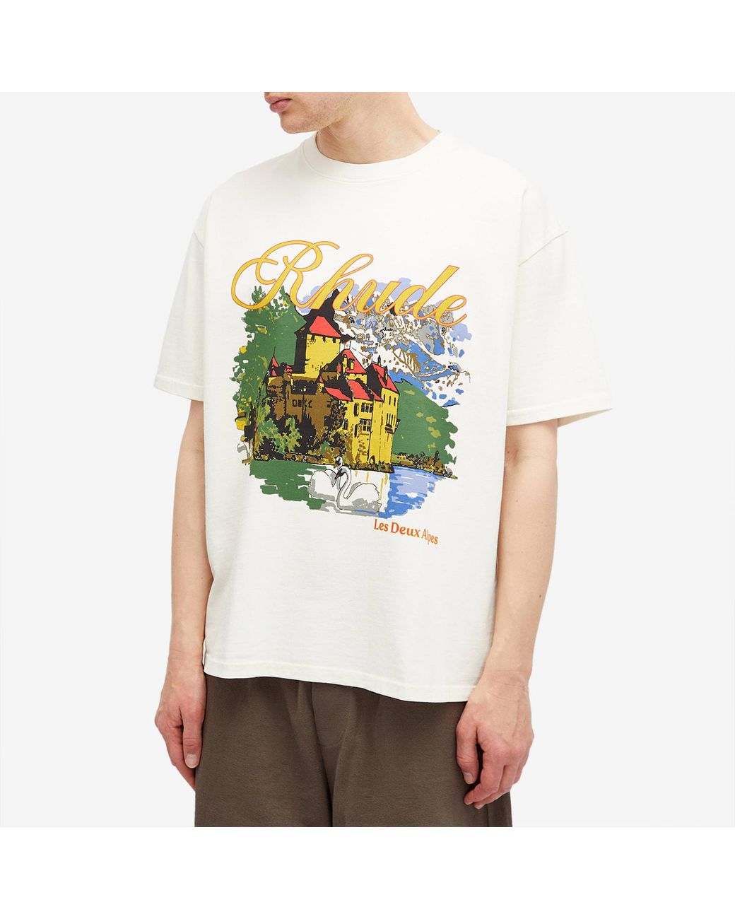【関税込み】Rhude オフホワイト Chateau Alpes Tシャツ Rhude Off-White 'Chateau Alpes' T-Shirt Rhude