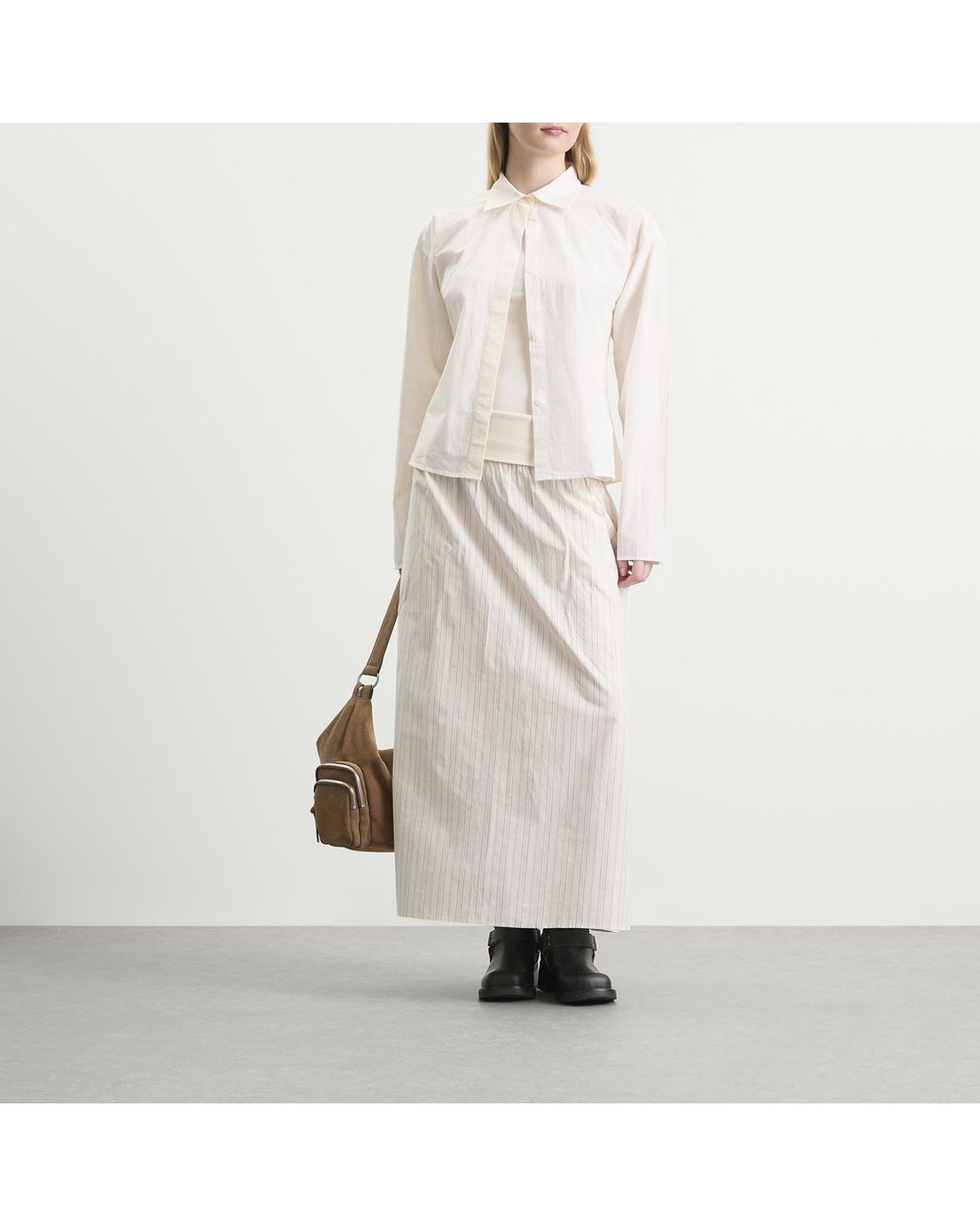 Samsøe & Samsøe White Sathea Pleated Midi Skirt