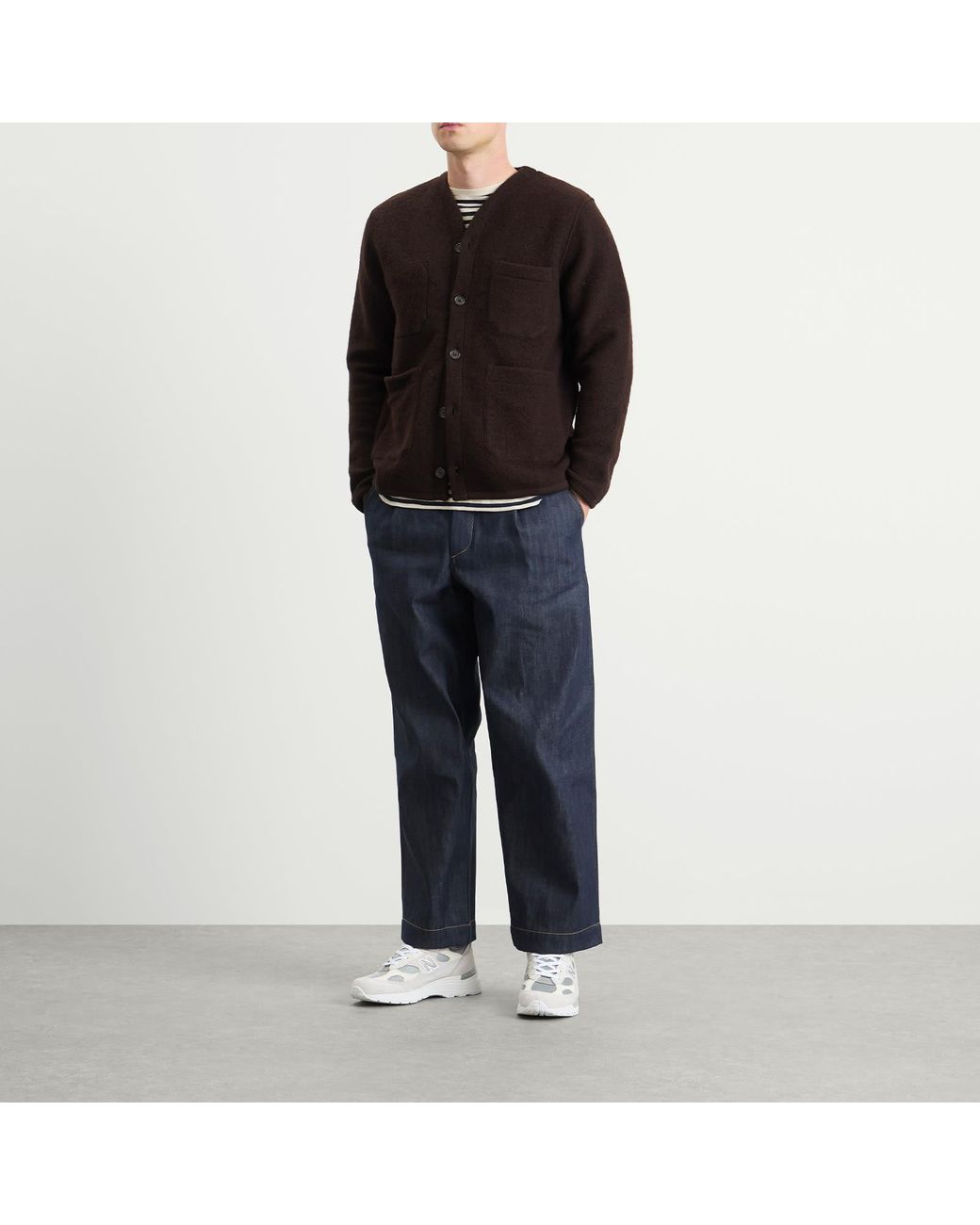 Universal Works Black Wool Fleece Cardigan for men
