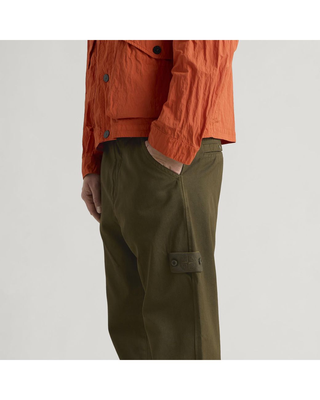 Stone Island Green Ghost Raw Hand Wool Cotton Gabardine-Tc Trouser for men