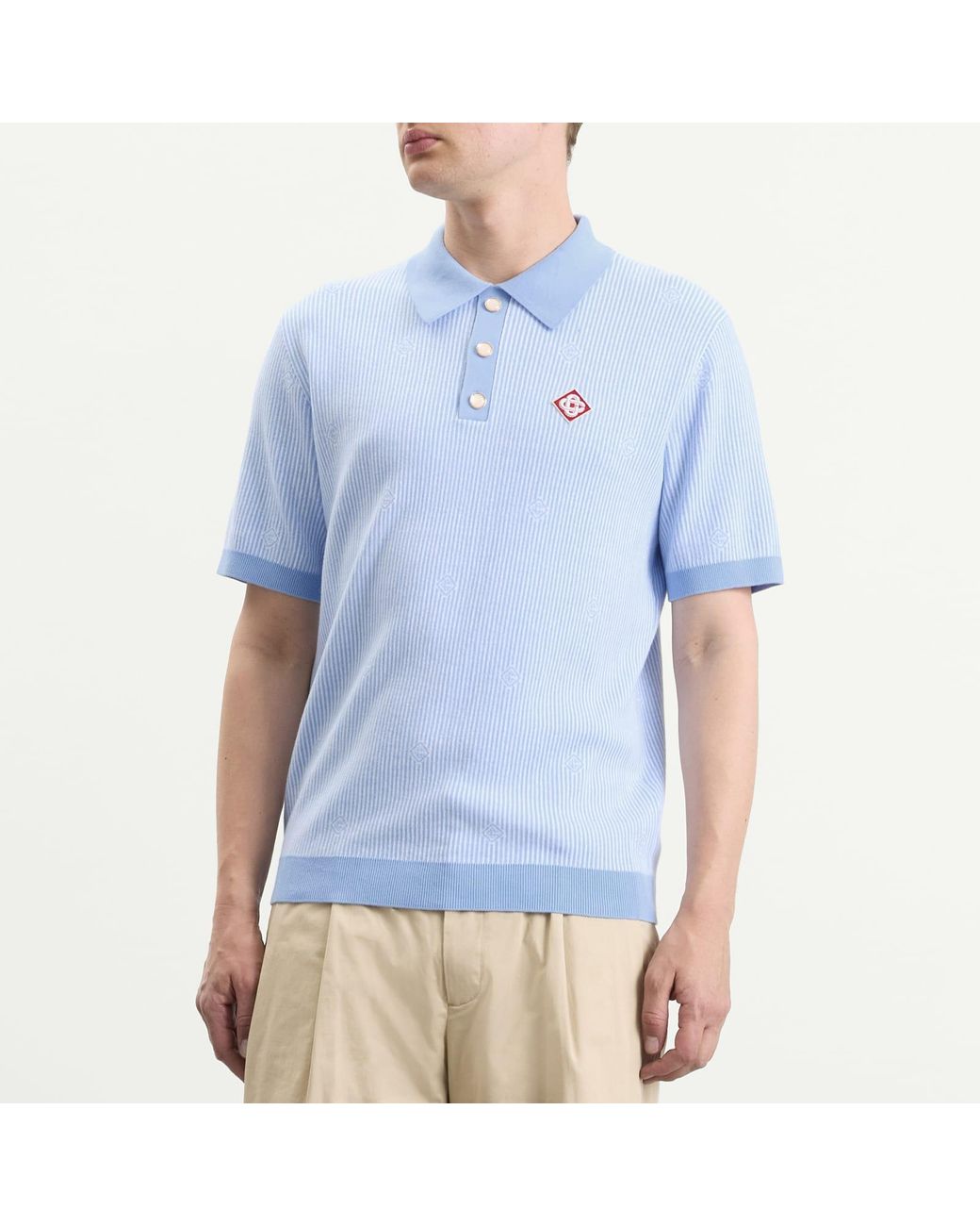 Casablanca Blue Pinstripe Polo Shirt for men