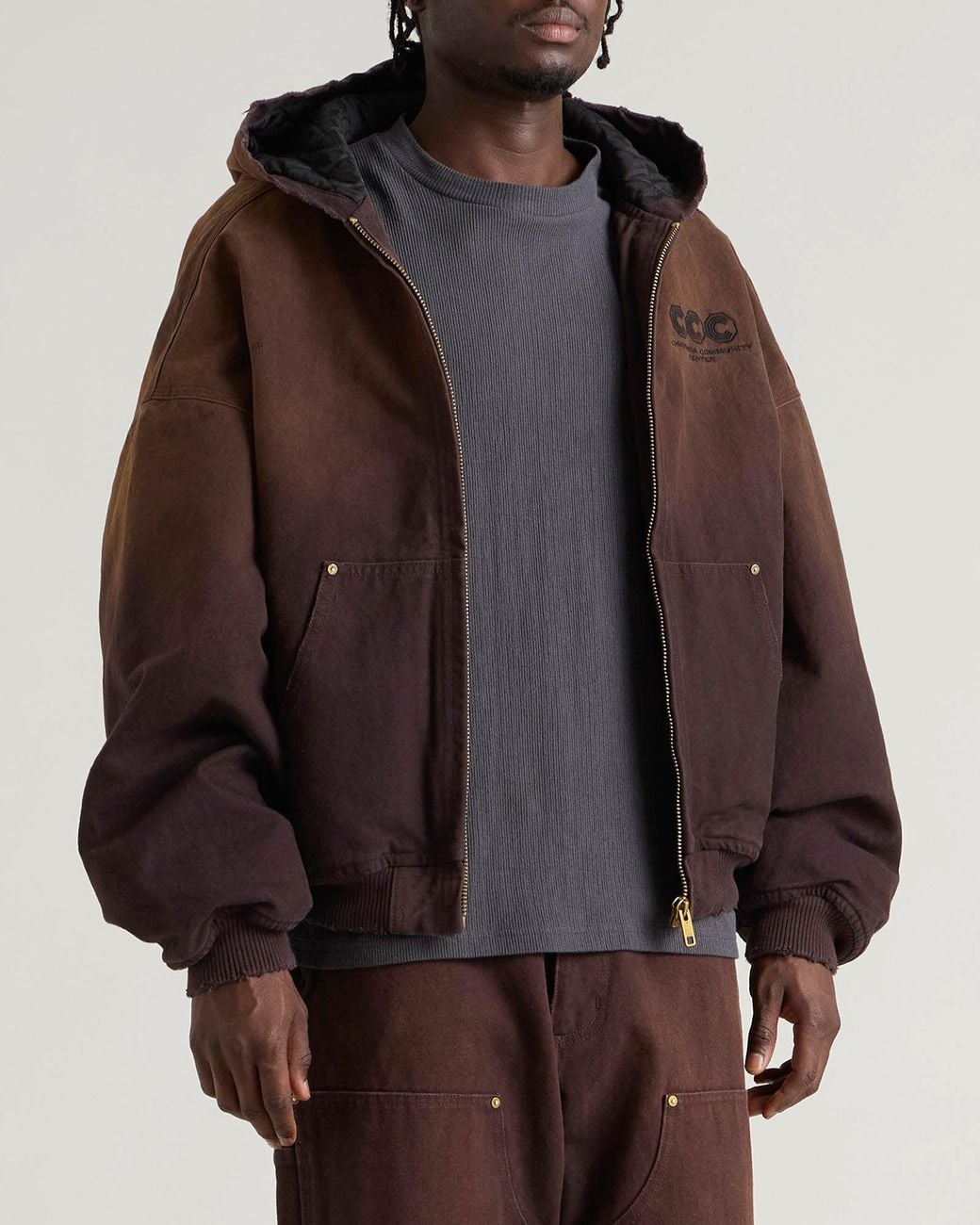 Willy Chavarria Quilted Hooded Jacket in Brown for Men | Lyst