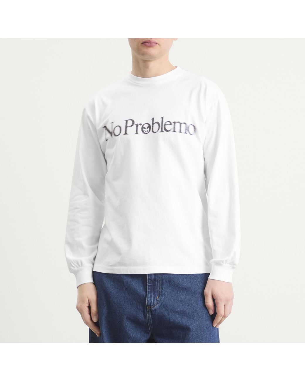 No Problemo White Smile Away Long Sleeve T-Shirt for men