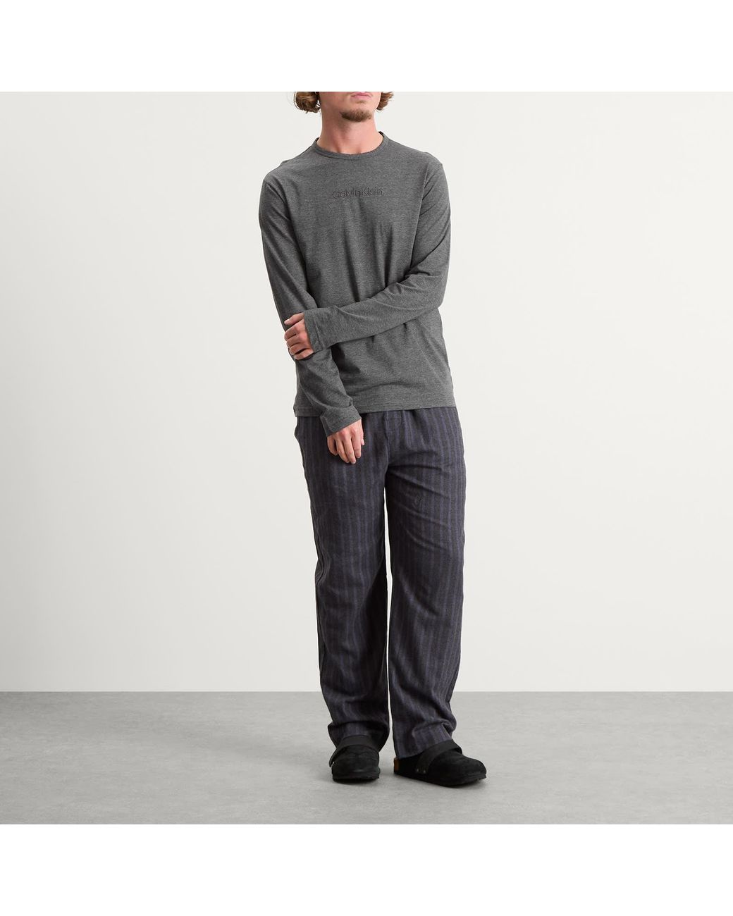Calvin Klein Gray Flannel Pyjama Set for men