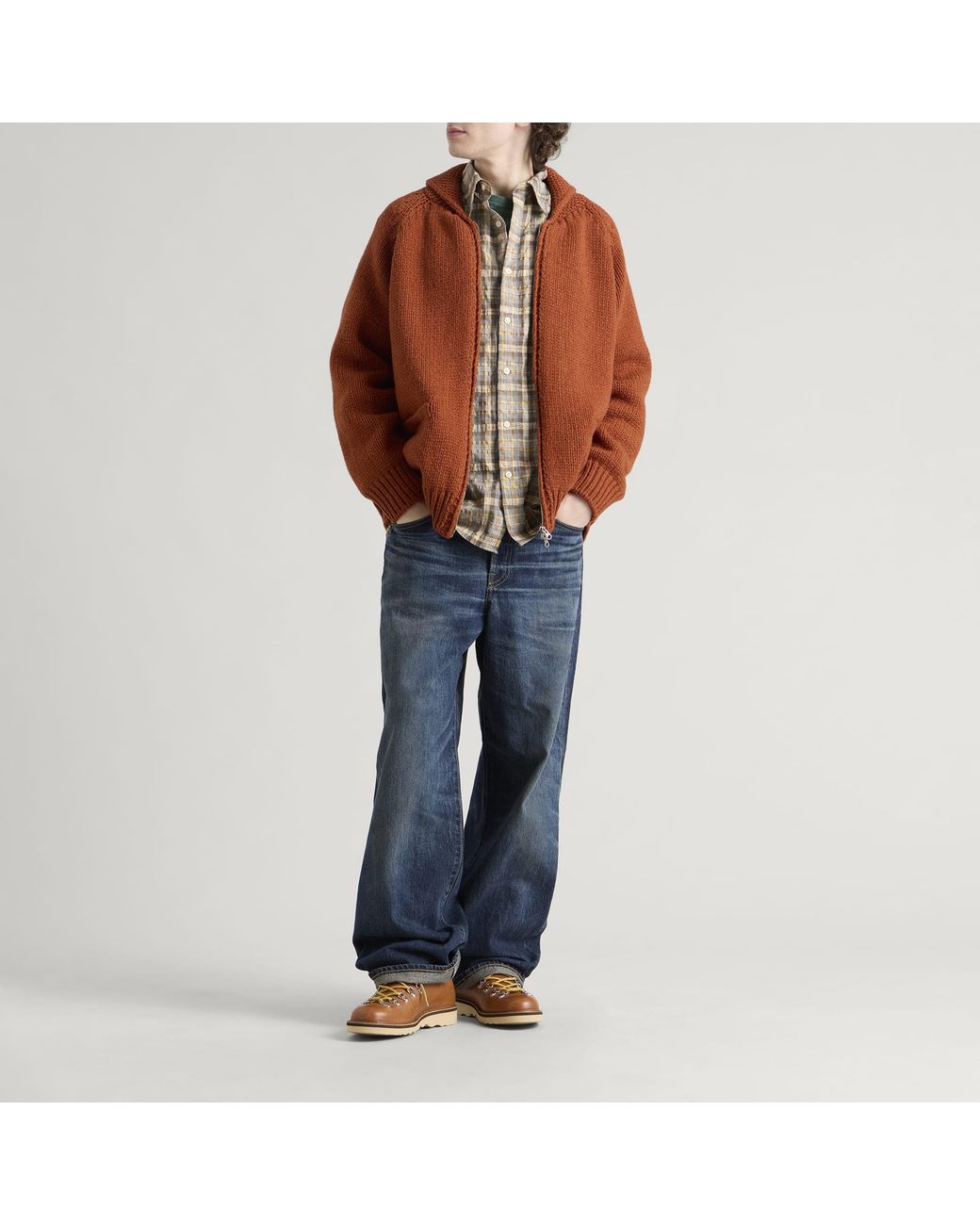 FRIZMWORKS Brown Heavy Cowichan Cardigan for men