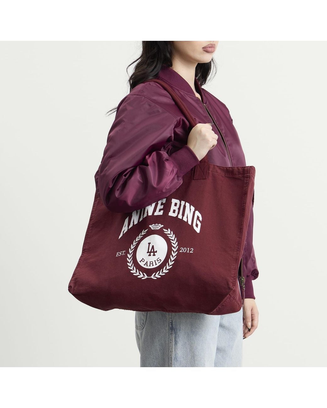 Anine Bing Red Leo Canvas Tote Bag