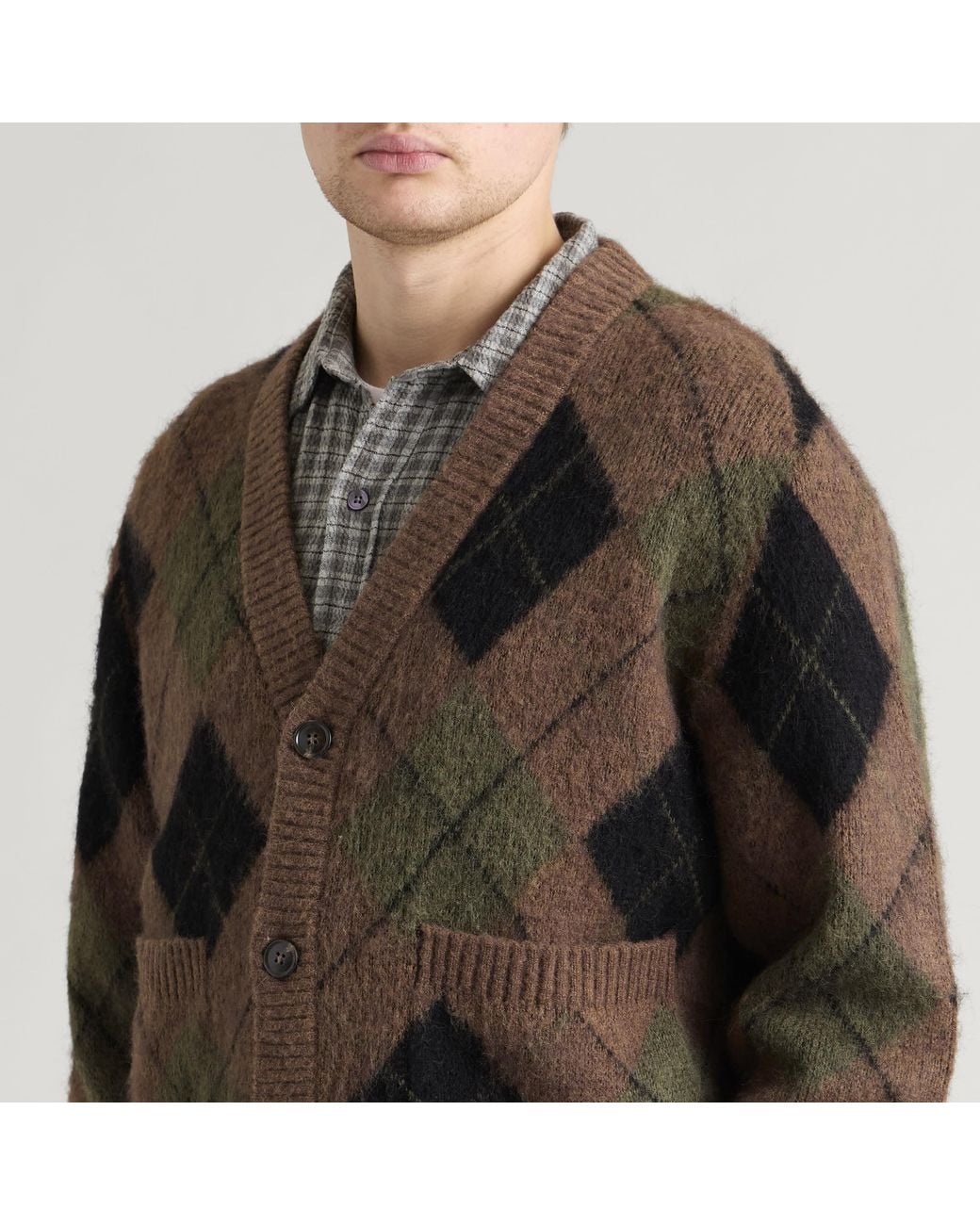 Corridor NYC Green Argyle Cardigan for men