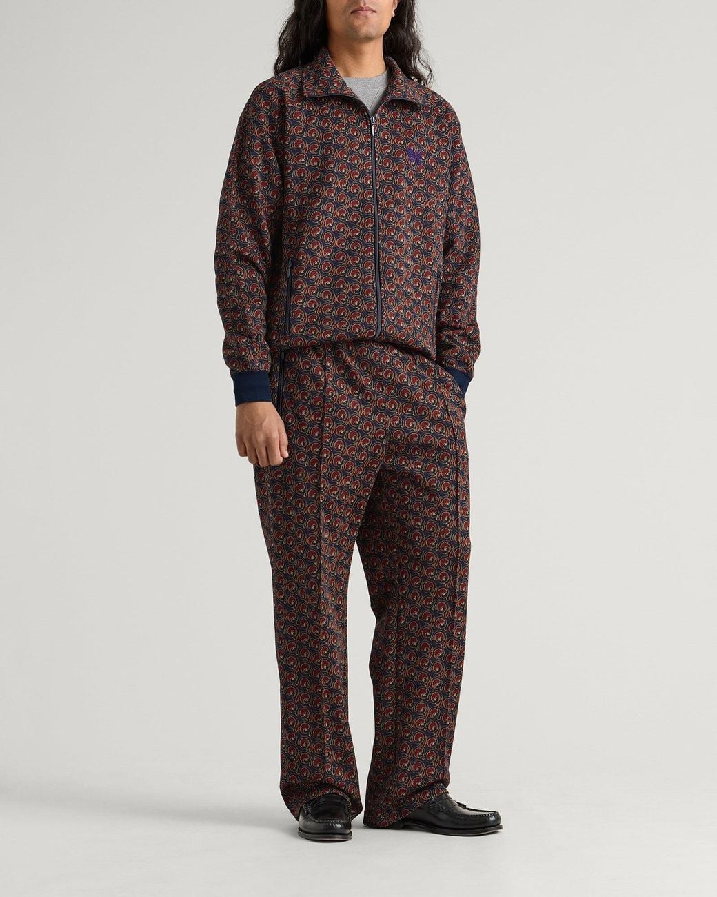 Needles Brown Poly Jacquard Track Jacket for men