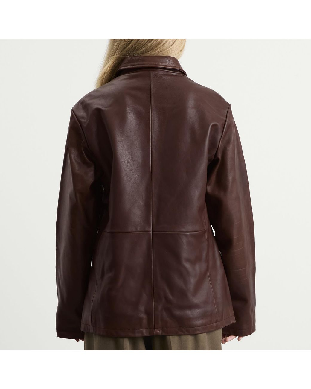 Studio Nicholson Brown Landau Slim Fit Leather Jacket