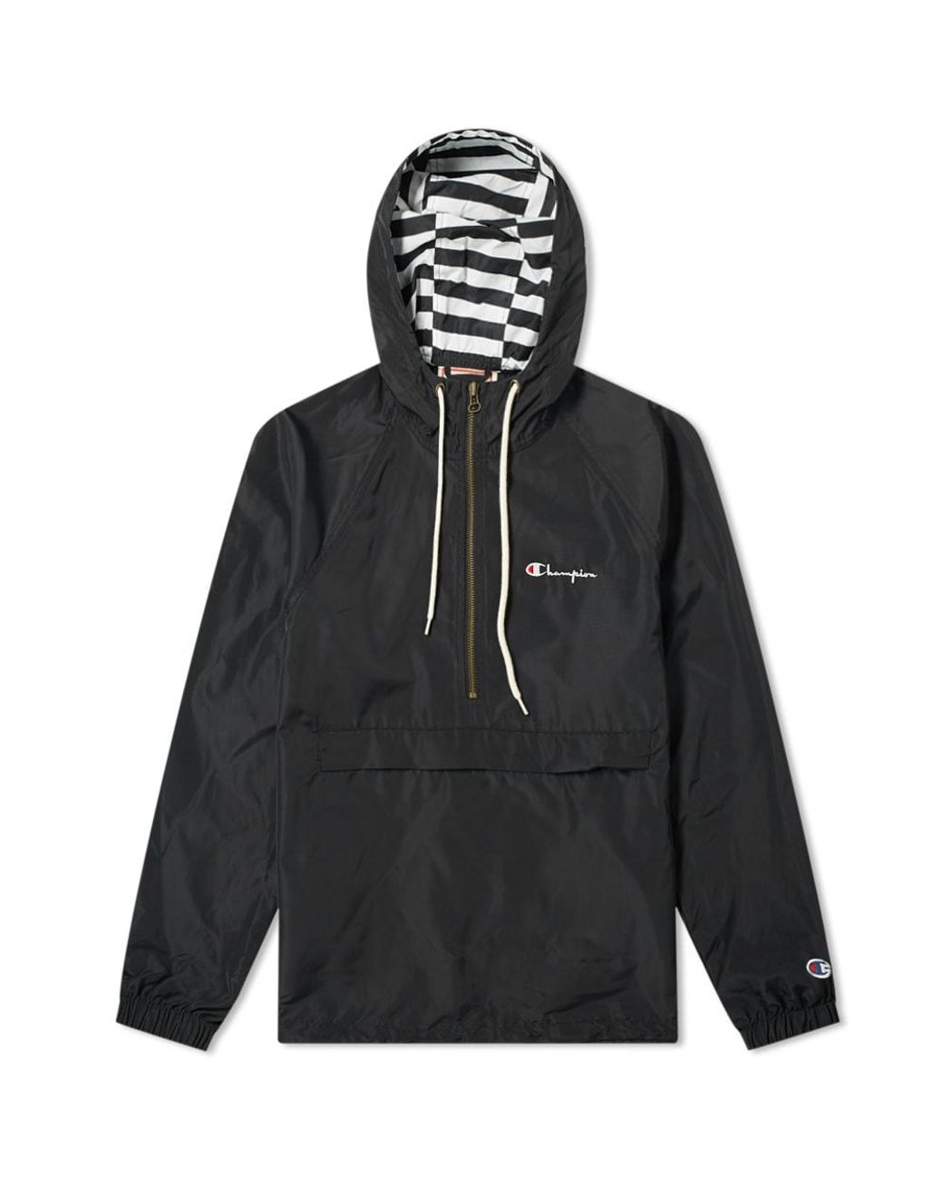 champion hooded packable popover jacket