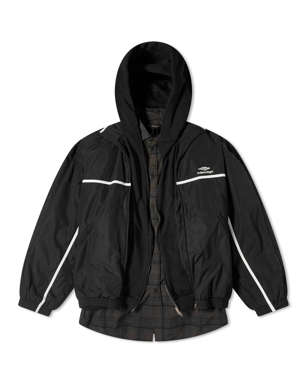 BALENCIAGA ラージ Tracksuit ジャケット Black ロゴ 関税送料込 ブラック（黒）系 BALENCIAGA(バレンシアガ) ジャージ(メンズ