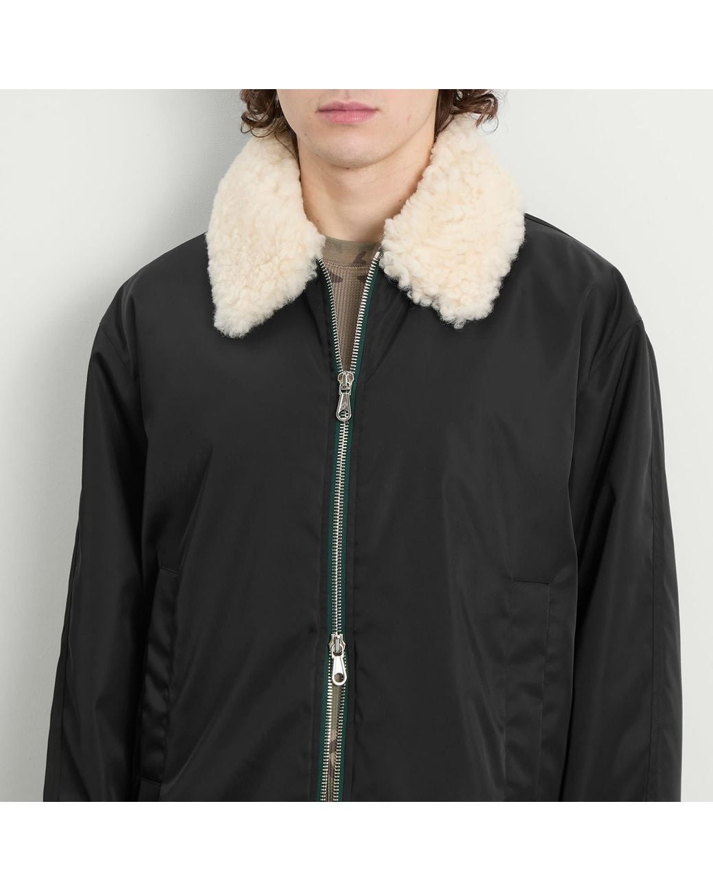 Cole Buxton Black High Pile Collar Cargo Jacket for men