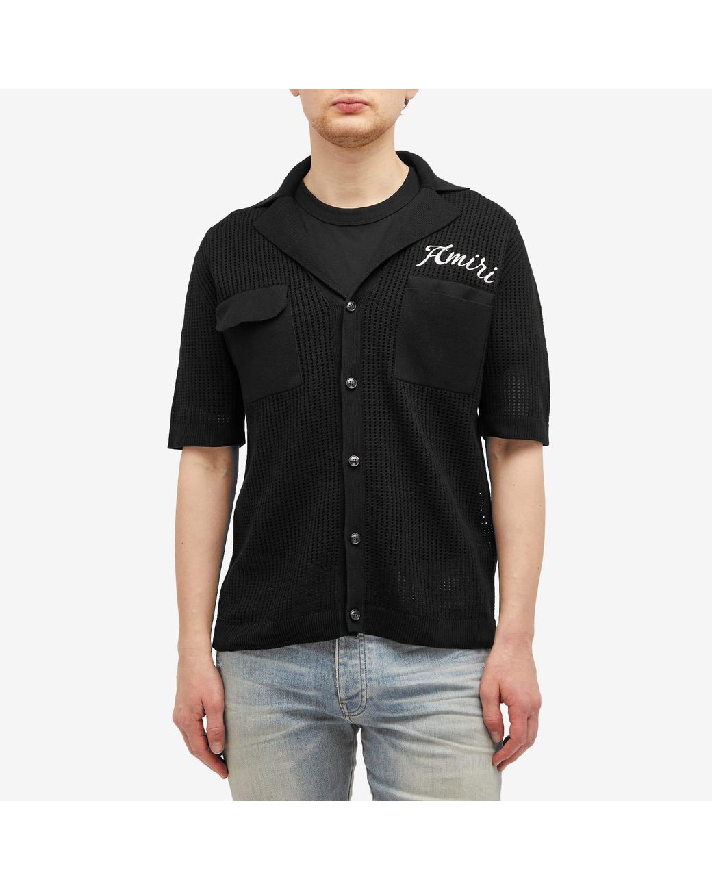 【送料関税込】AMIRI Short Sleeve Mesh Polo Amiri Short Sleeve Mesh Polo in Black for Men | Lyst UK