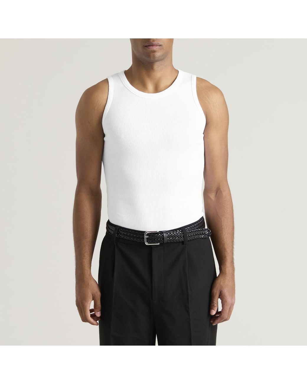 Daniel Simmons White Ribbed Vest for men