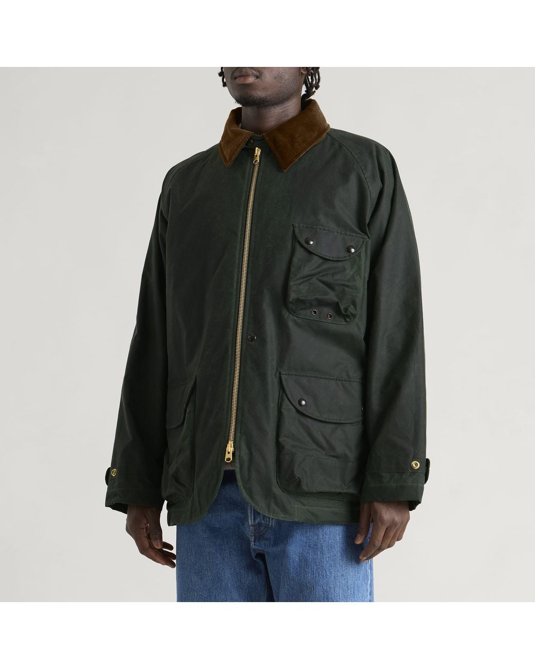 Drake's Green Waxed Coverall Jacket for men