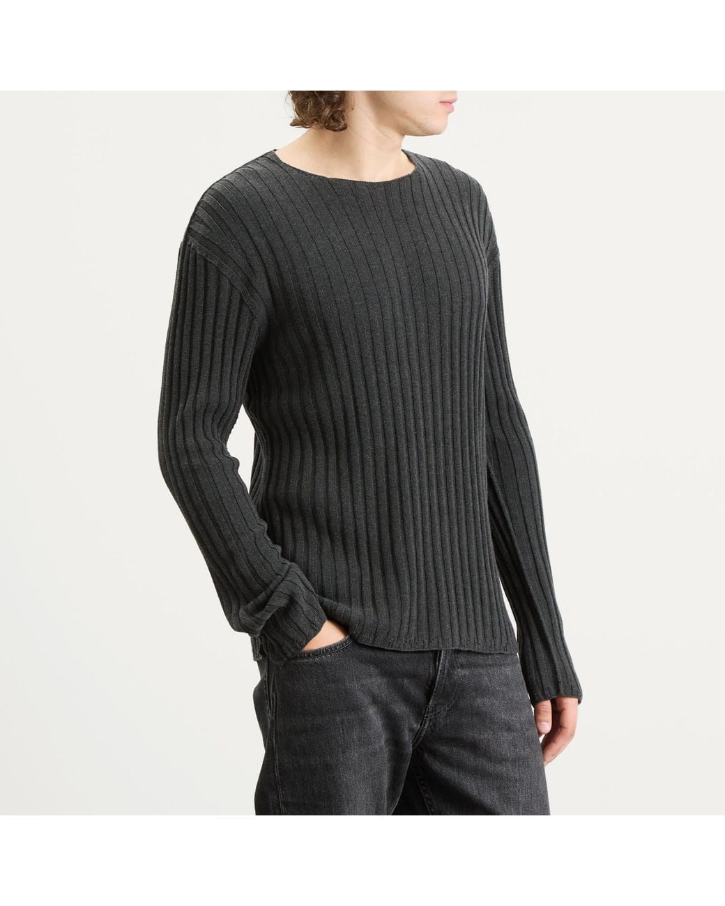 Acne Studios Kartic Cotton Core Ribbed Jumper in Gray for Men | Lyst