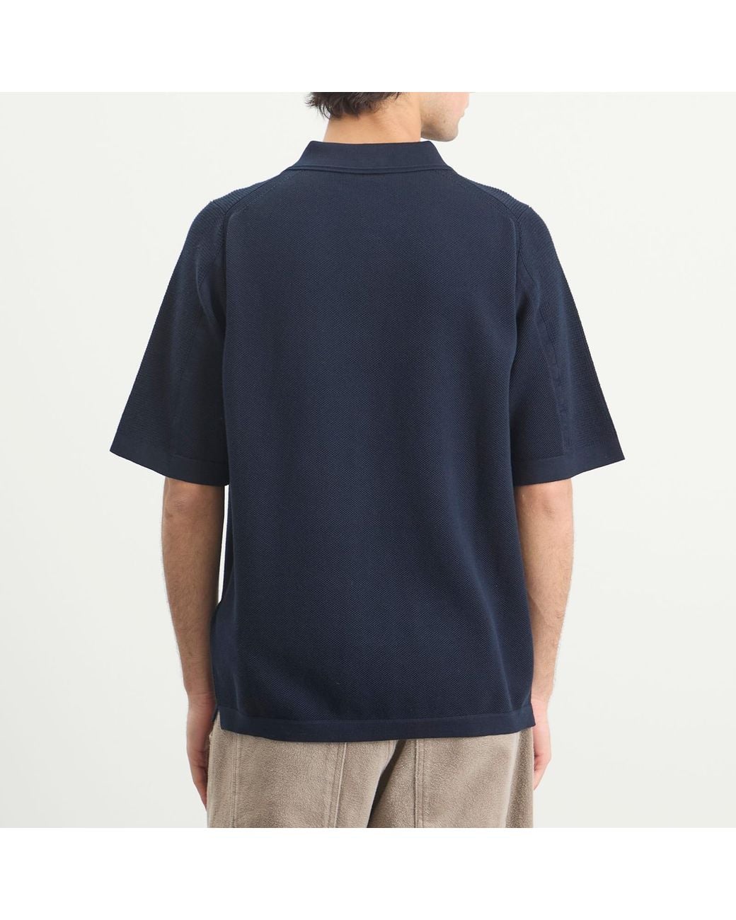 Stone Island Blue Micro Stitch Knit Polo for men