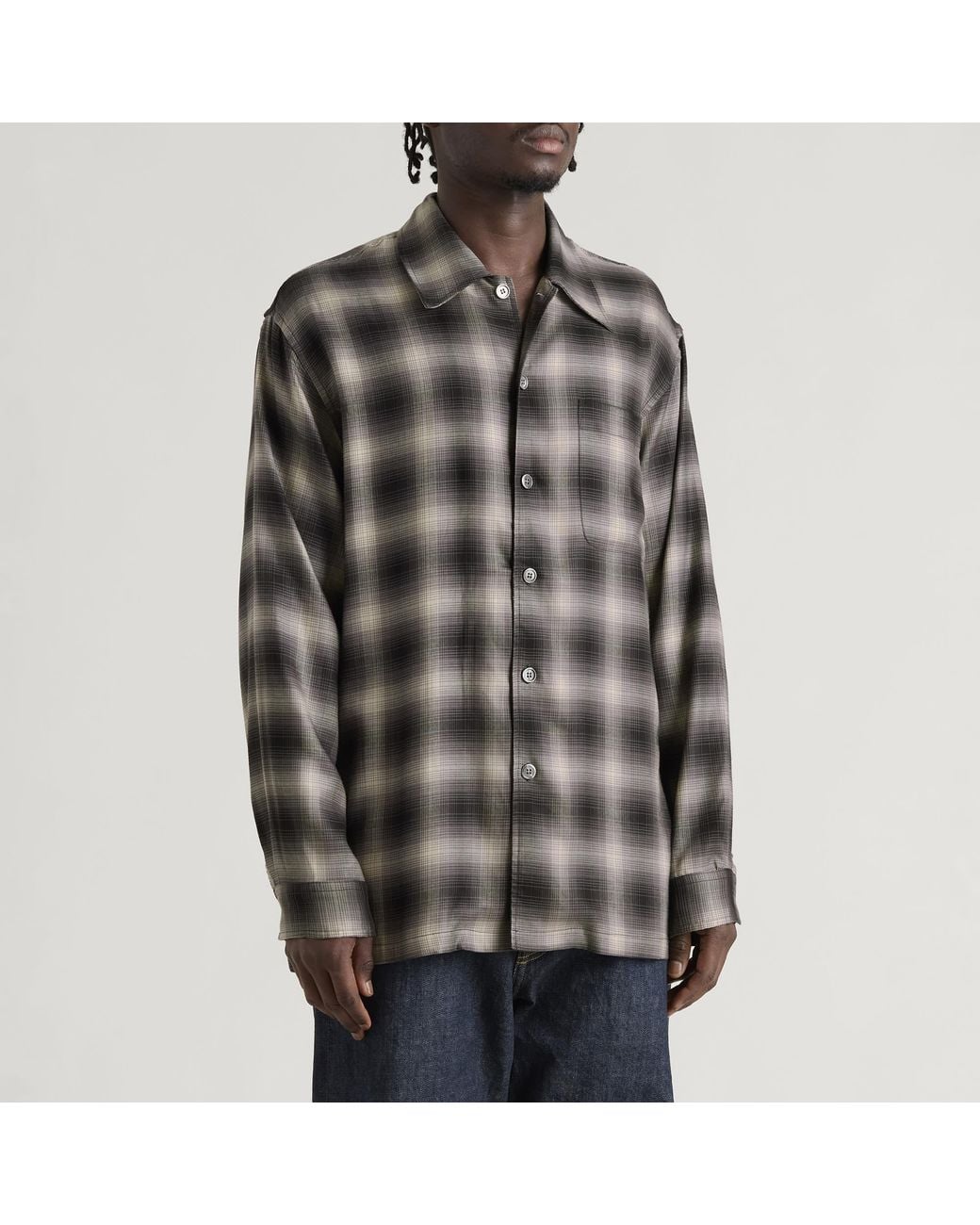 Our Legacy Gray Check Saloon Tencel Every Shirt for men