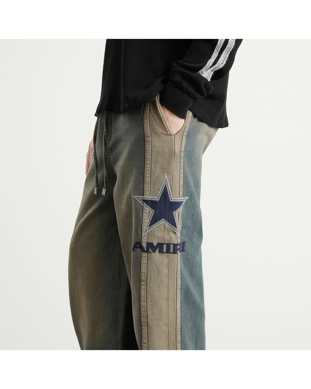 Amiri Gray Sport Denim Track Pants for men