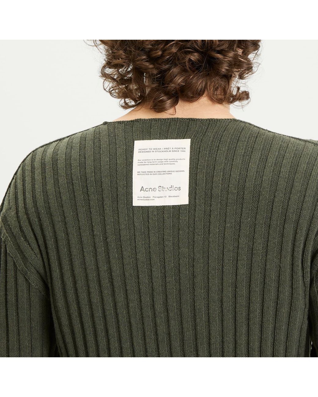 Acne Studios Kartic Cotton Core Ribbed Jumper in Green for Men | Lyst
