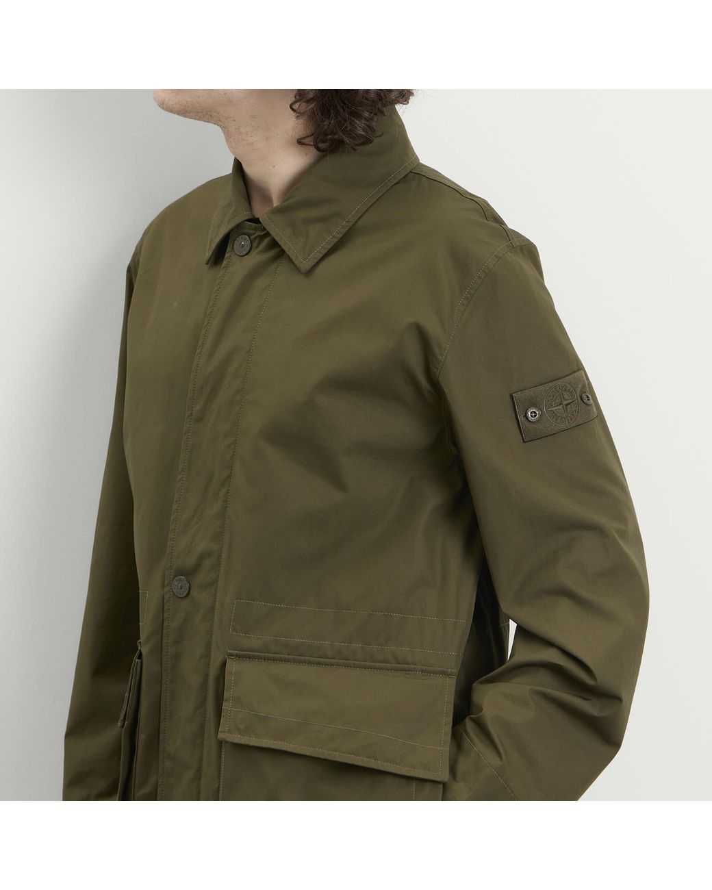 Stone Island Green Ghost All-Weather Cotton Canvas Jacket for men