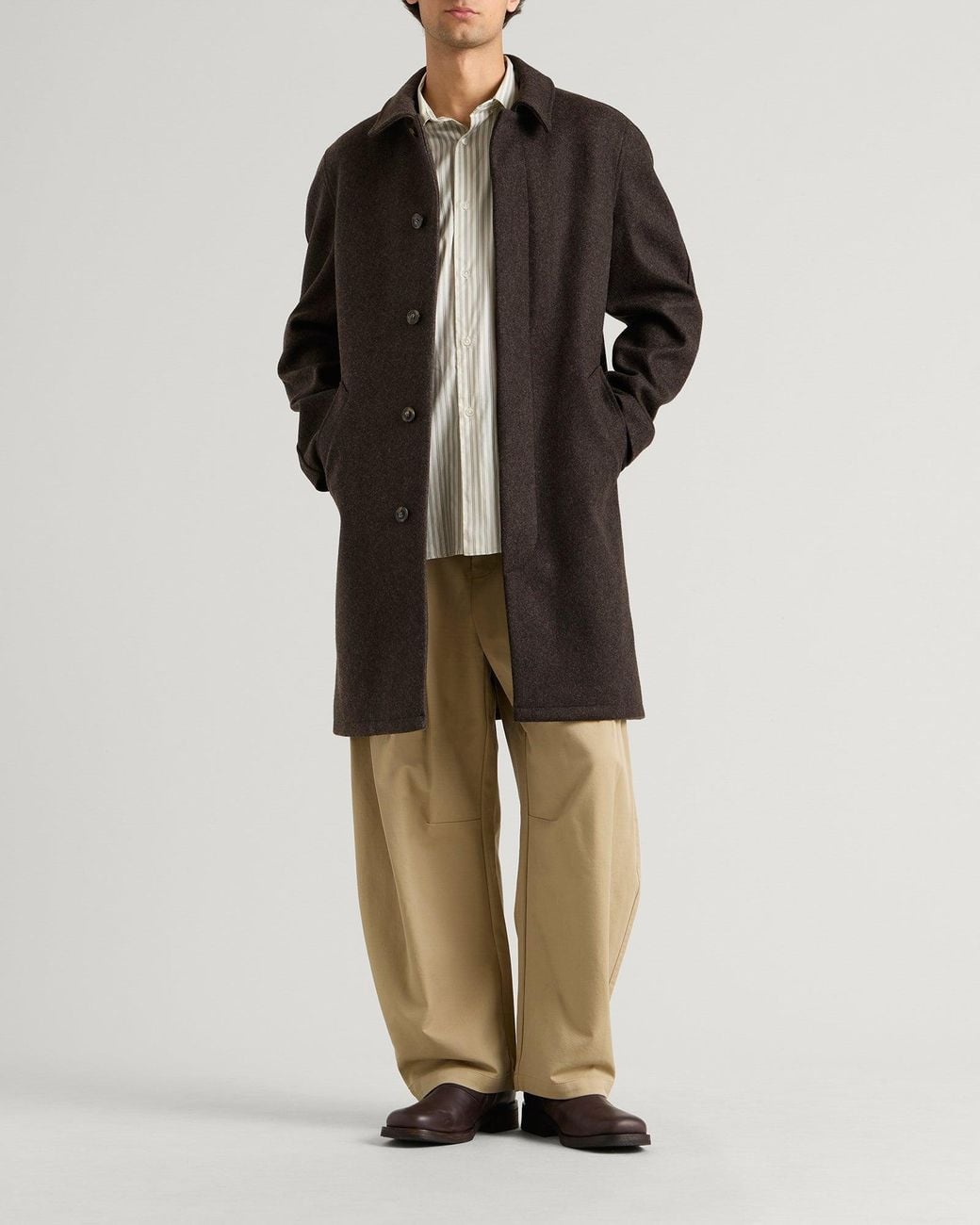 A.P.C. Brown Auster Heathered Wool Mac Jacket for men
