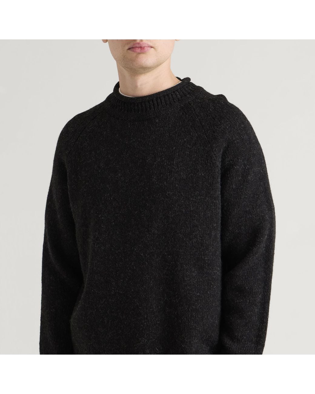 Pittari Black Seti Heritage Lambswool Roll Collar Jumper for men