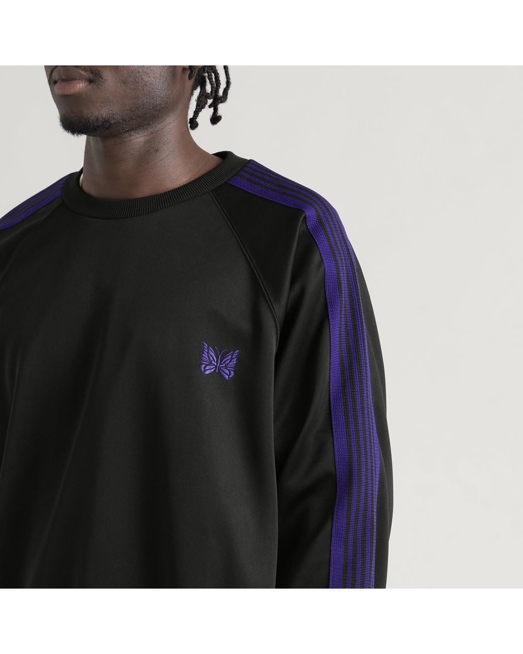 Needles Black Poly Smooth Crew Neck Sweatshirt for men