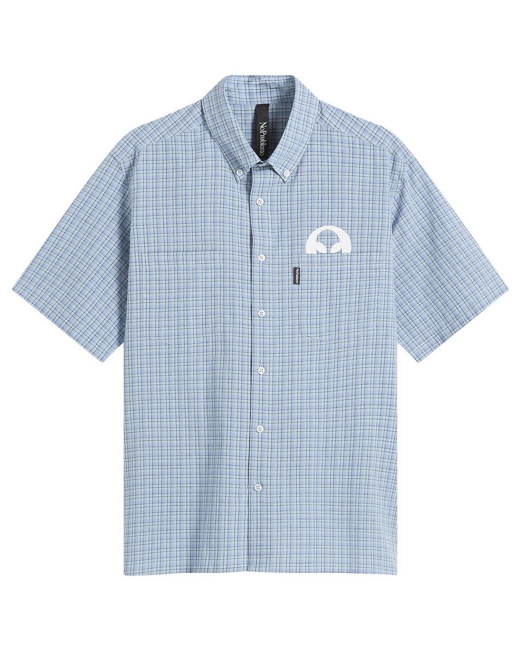 No Problemo Blue Alien-O Print Check Shirt for men
