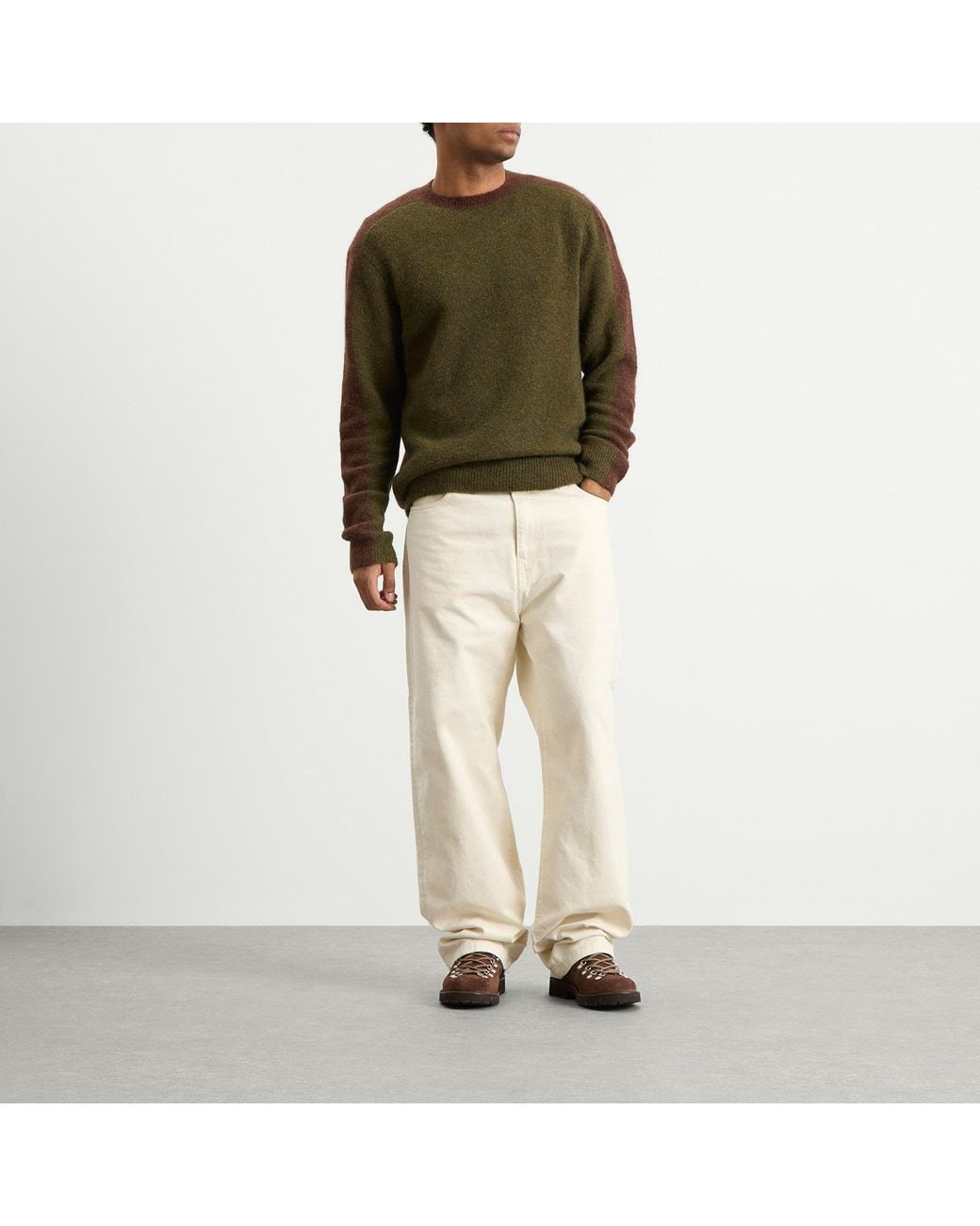 Forét Green Alpine Conrast Crew Neck Jumper for men