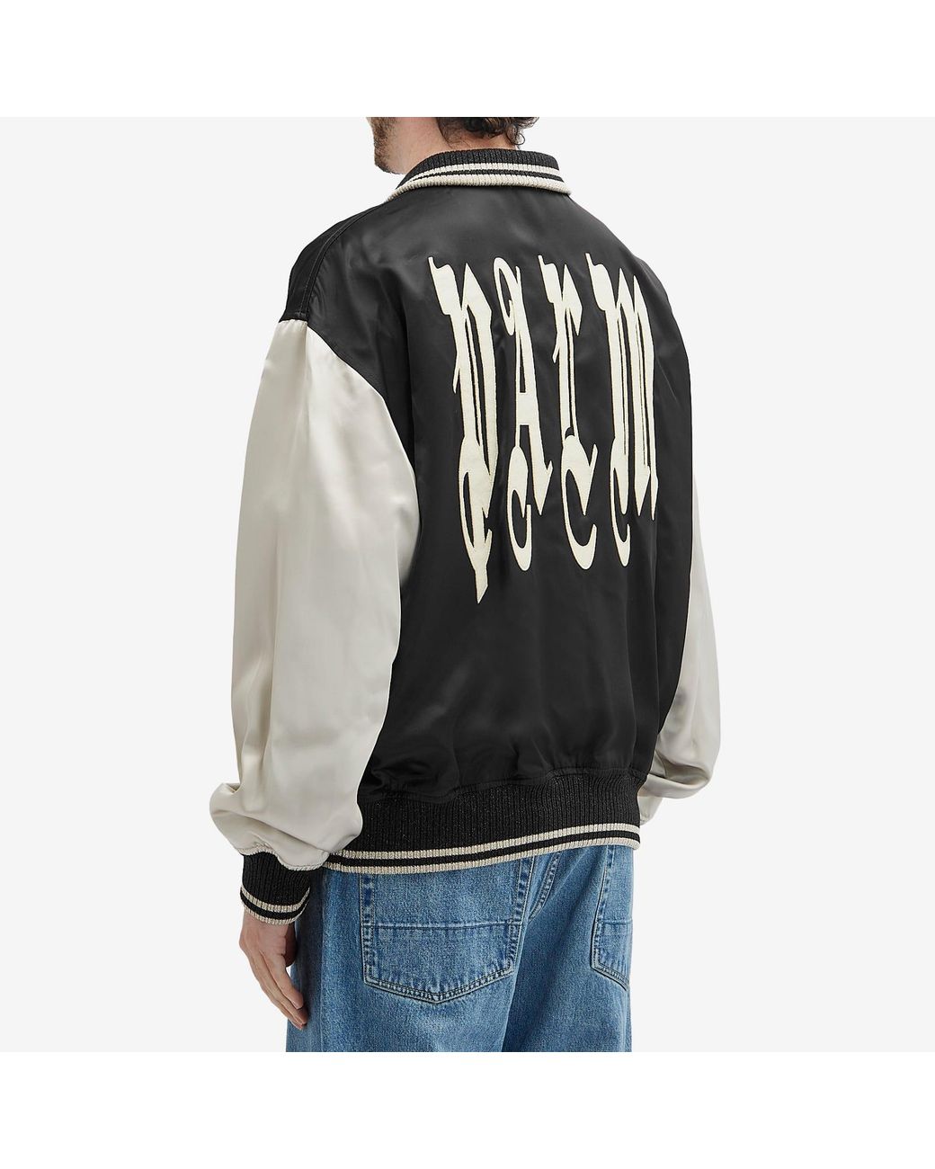 Palm Angels Gothic Logo Varsity Jacket in Black for Men | Lyst