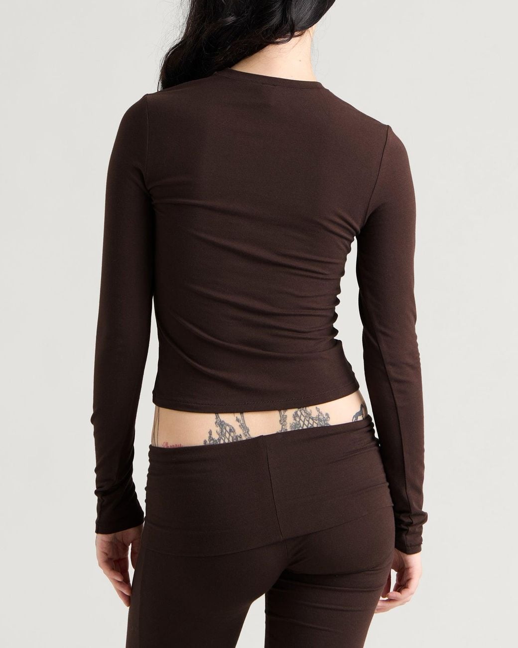 Skims Brown Cotton Jersey Long Sleeve T-Shirt