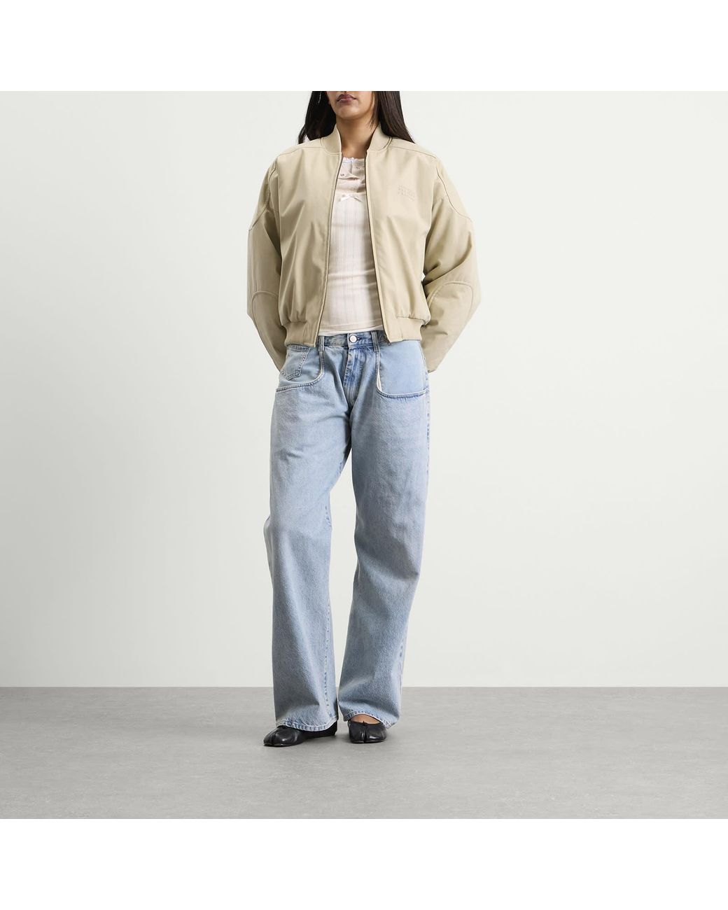 Maison Margiela Natural Mm6 Logo Bomber Jacket