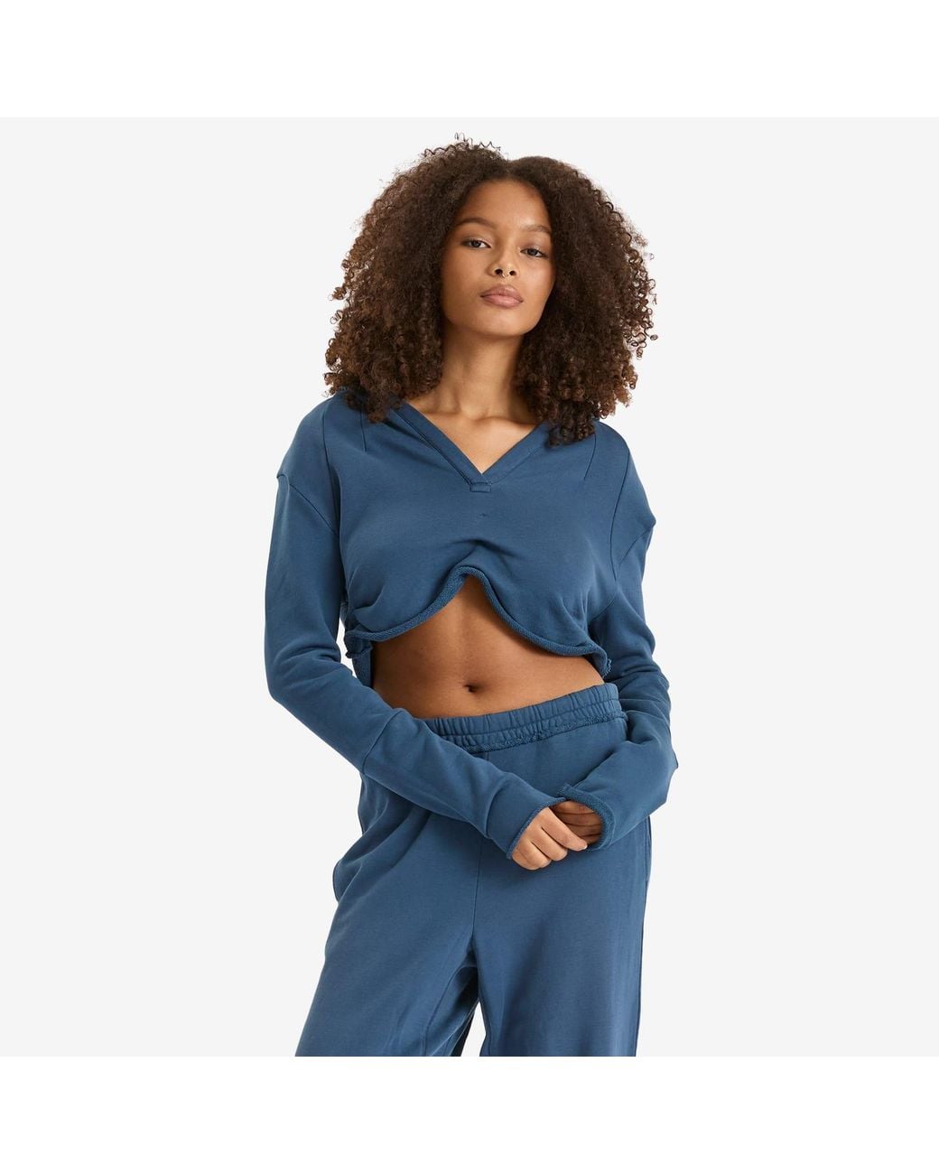 Skims Blue Shoulder Pad Cropped Hoodie
