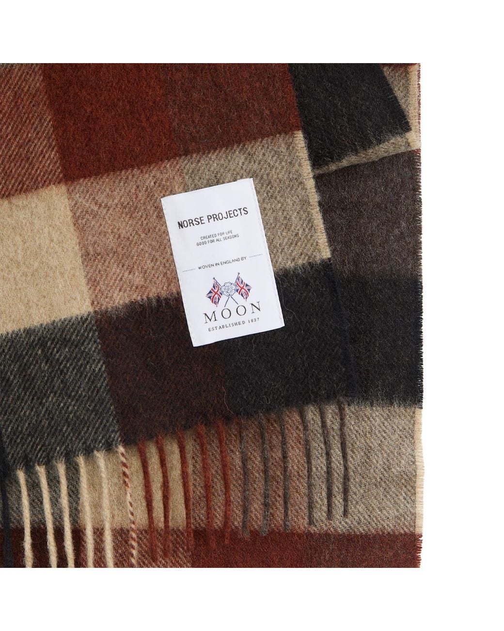 Norse Projects Brown Norse Moon Merino Lambswool Checked Scarf for men