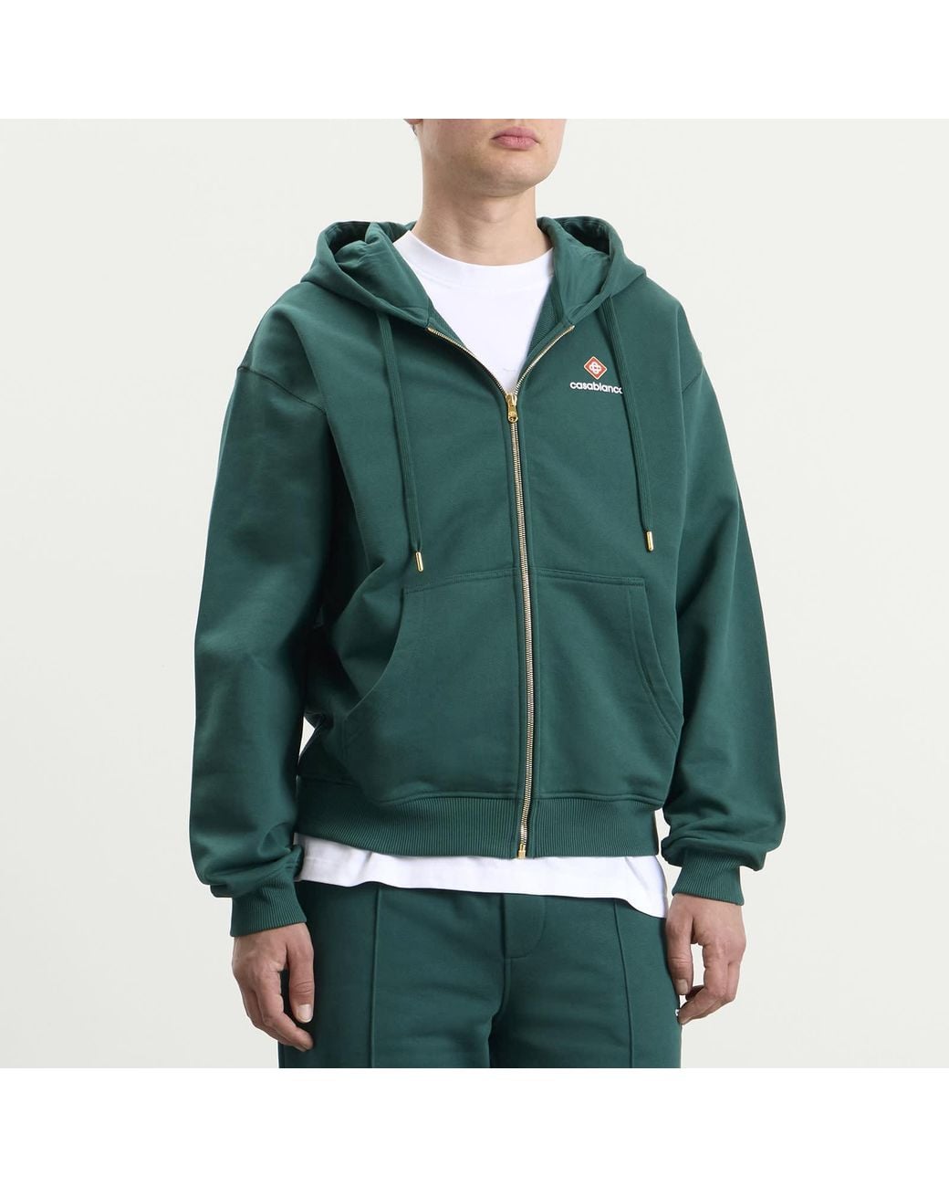 Casablanca Green Sport Zip Up Hoodie for men