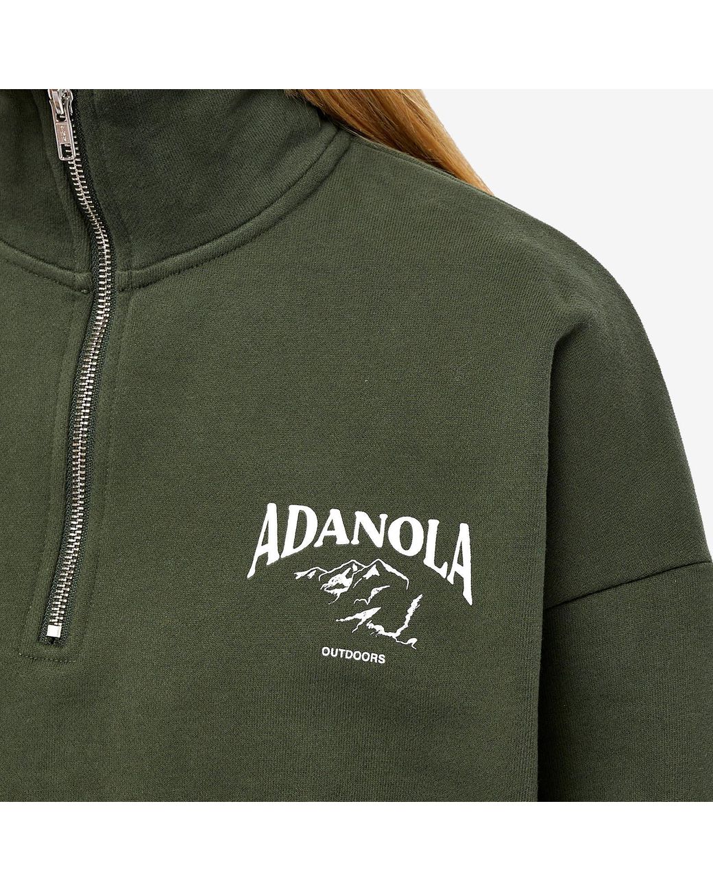 ADANOLA Oversized Funnel Neck Zip Sweat in Green | Lyst UK