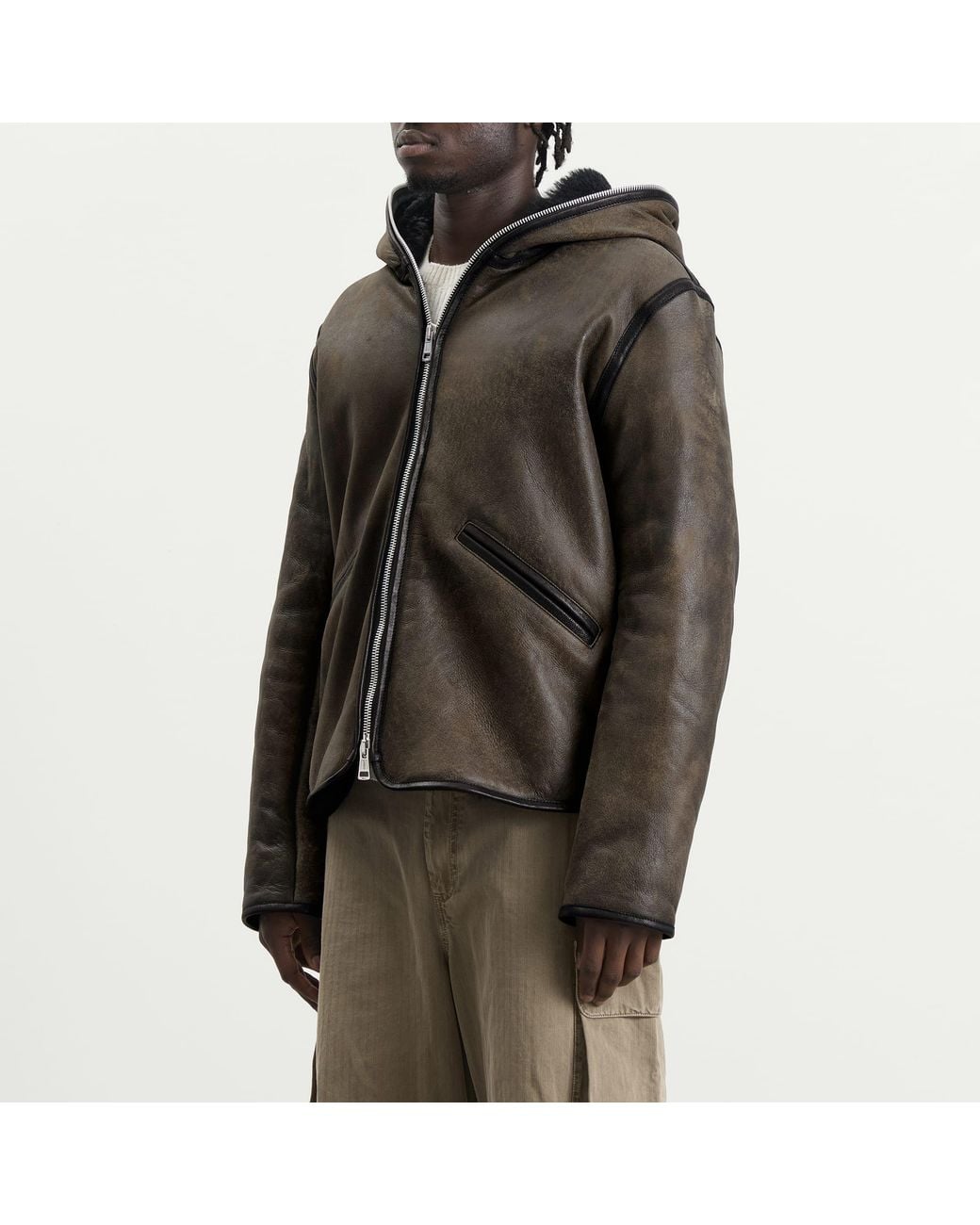 Our Legacy Black Dry Shearling Full Zip Jacket for men