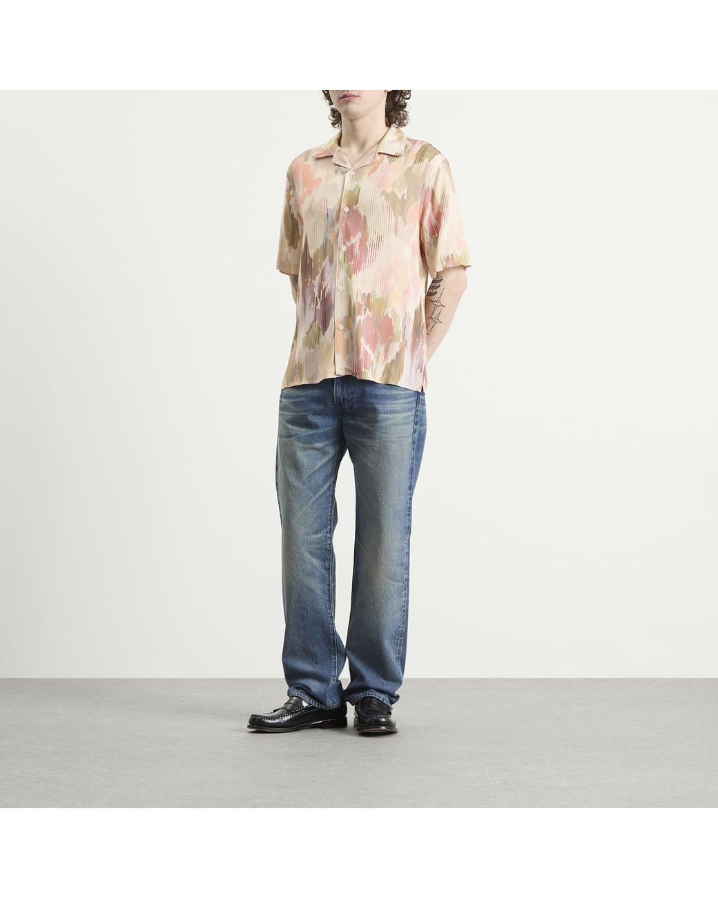 Wax London Natural Didcot Corrigated Floral Vacation Shirt for men
