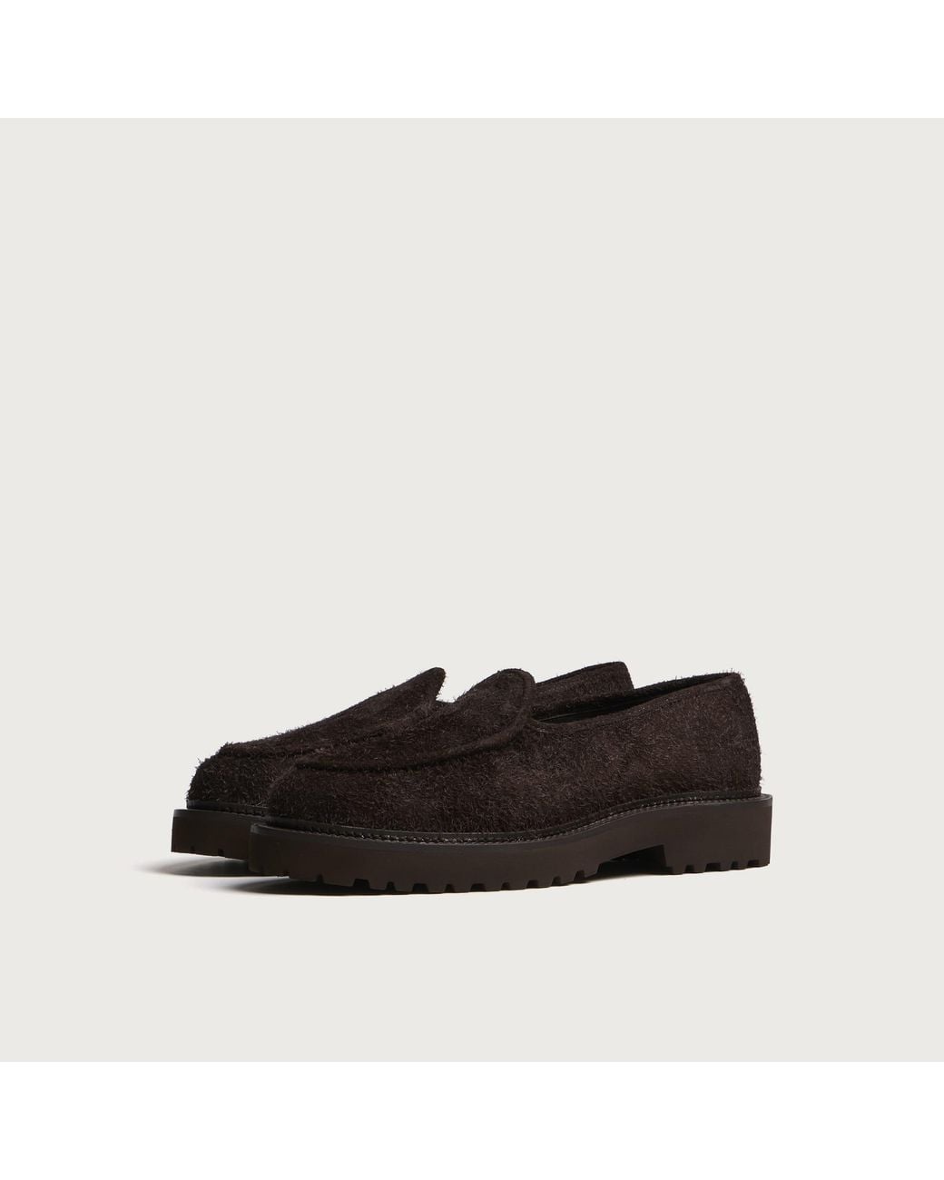Jacques Soloviere Black Moli Distressed Suede Lug Loafer for men