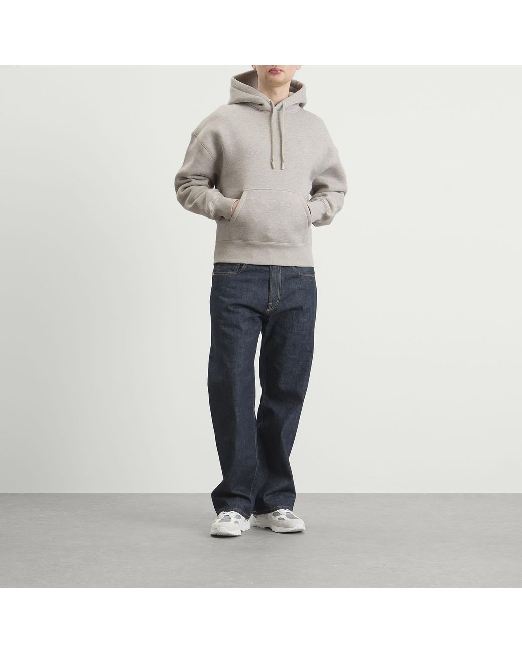 AMI Gray Big Ami De Coeur Embossed Hoodie for men