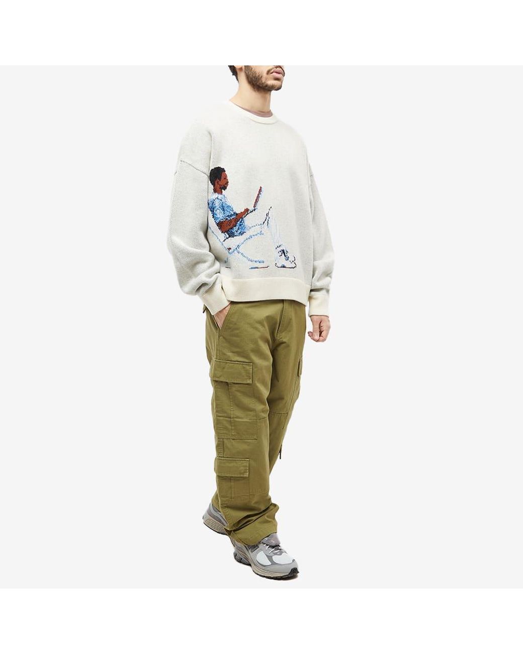 Bricks & Wood Kobe Intarsia Crew Knit in White for Men | Lyst Canada