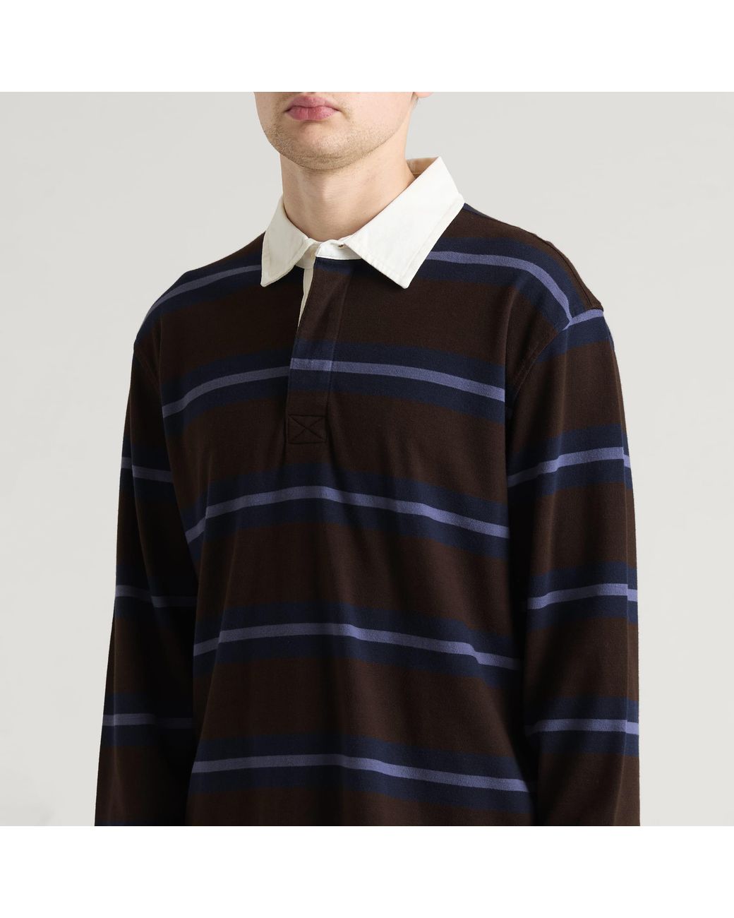 Wax London Black Rowhill Mirror Stripe Rugby Shirt for men