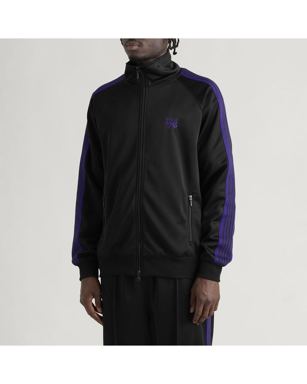 Needles Black Poly Smooth Track Jacket for men