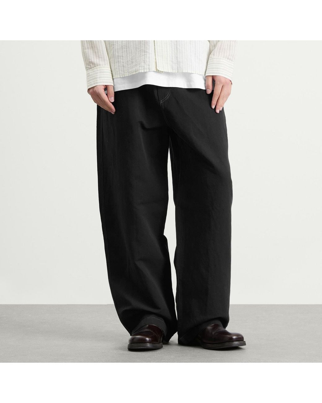 Studio Nicholson Black Sonny Cotton Linen Drawstring Trouser for men