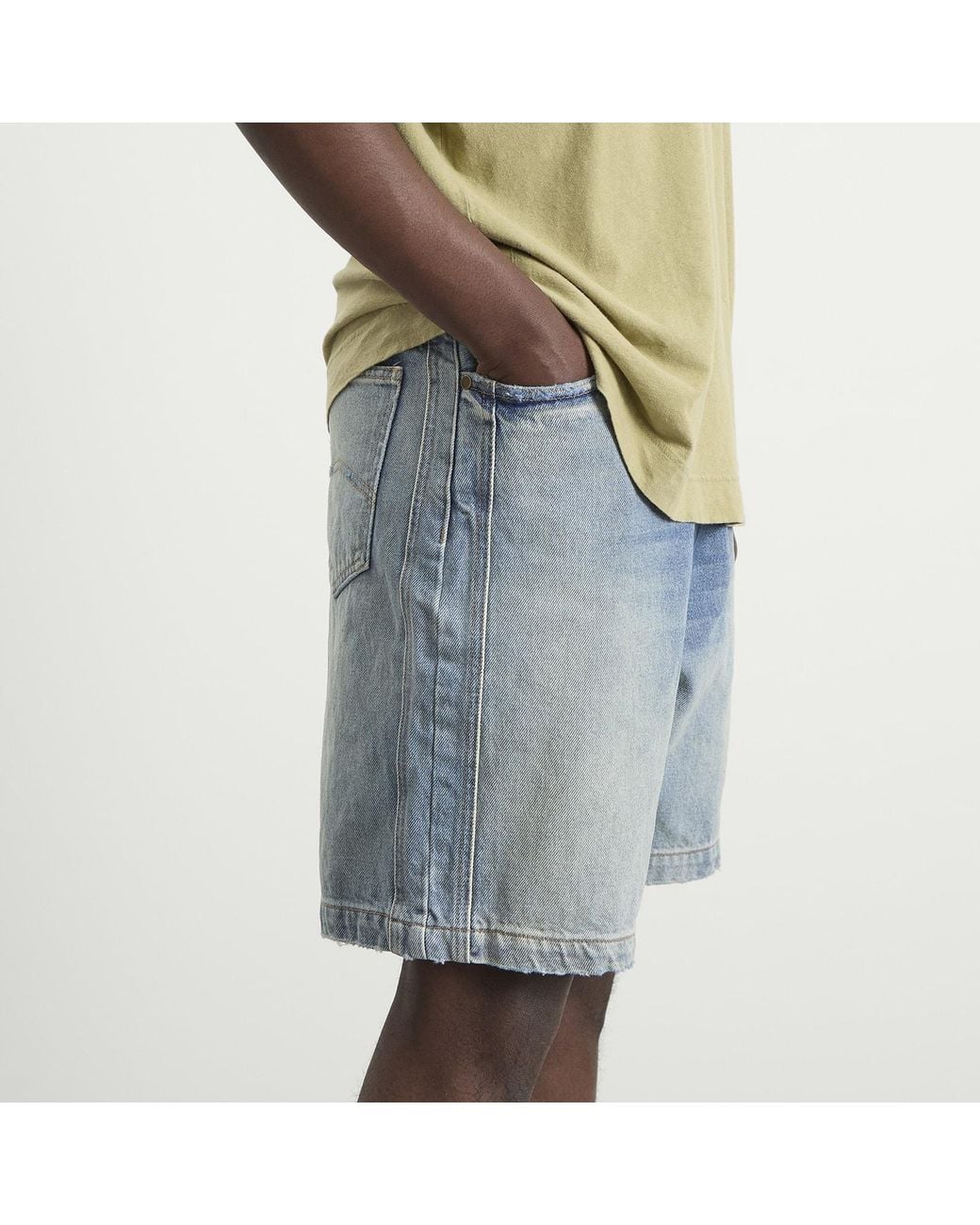 Rhude Blue Boxy Traxedo Denim Shorts for men